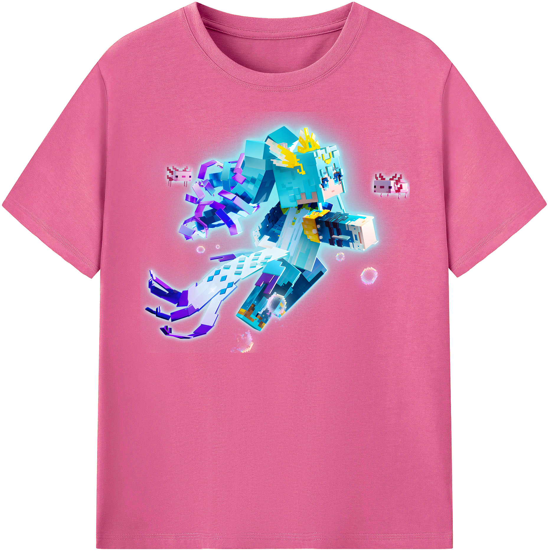 （画像用） マインクラフト ブロックの世界 Minecraft MC Block world レディースカジュアルプリントTシャツ（綿100％）