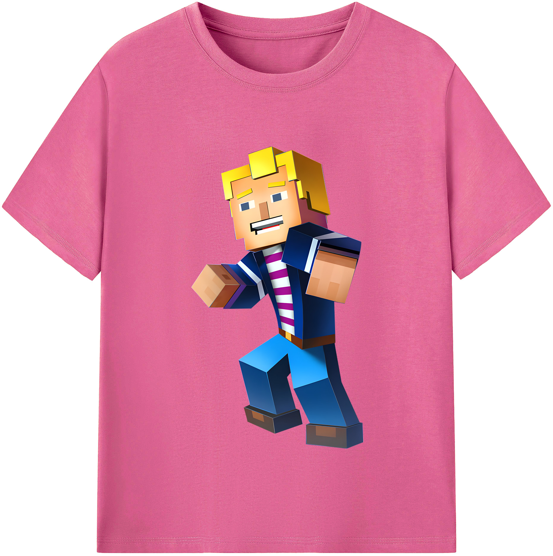 （画像用） マインクラフト ブロックの世界 Minecraft MC Block world レディースカジュアルプリントTシャツ（綿100％）