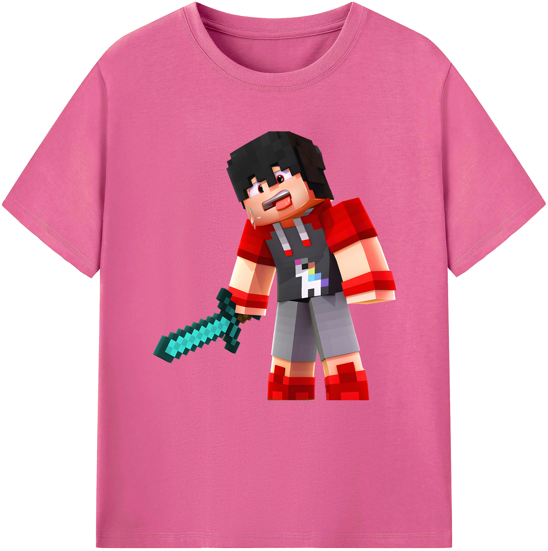 （画像用） マインクラフト ブロックの世界 Minecraft MC Block world レディースカジュアルプリントTシャツ（綿100％）