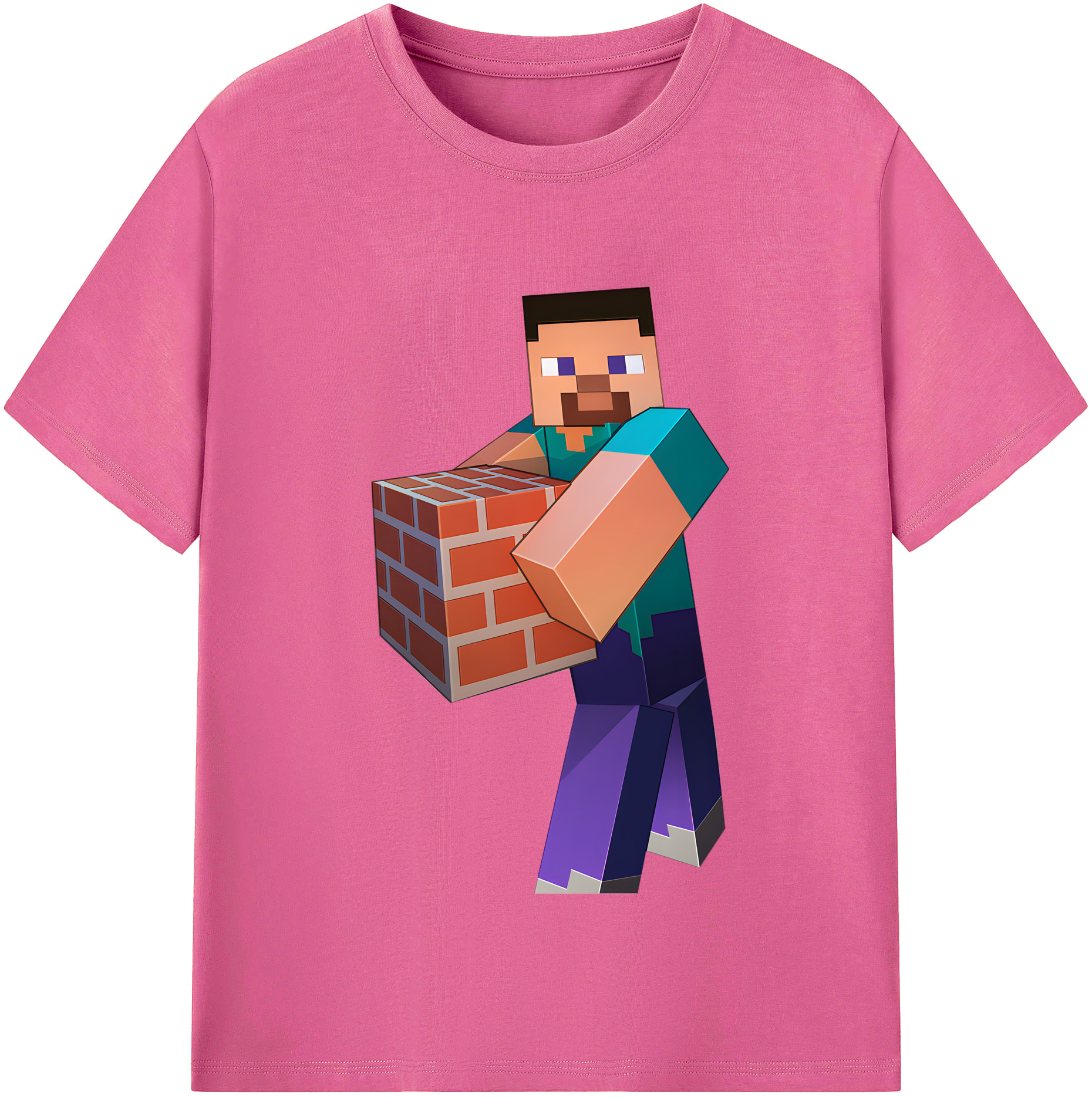 （画像用） マインクラフト ブロックの世界 Minecraft MC Block world レディースカジュアルプリントTシャツ（綿100％）