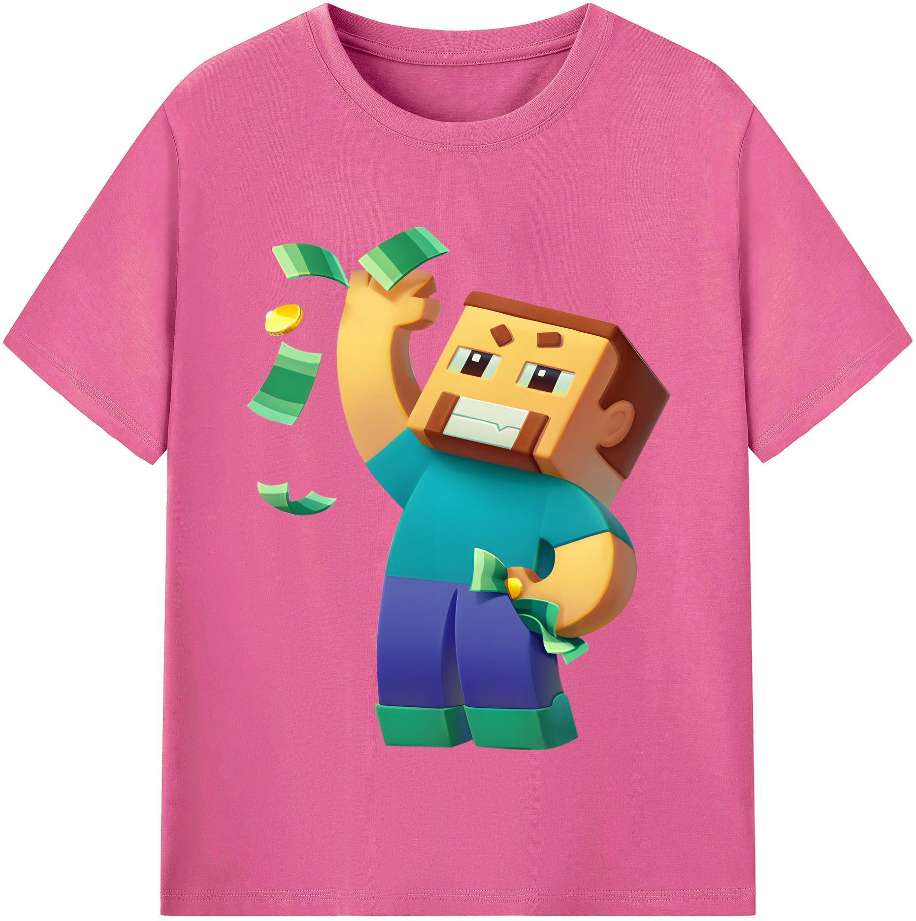 （画像用） マインクラフト ブロックの世界 Minecraft MC Block world レディースカジュアルプリントTシャツ（綿100％）