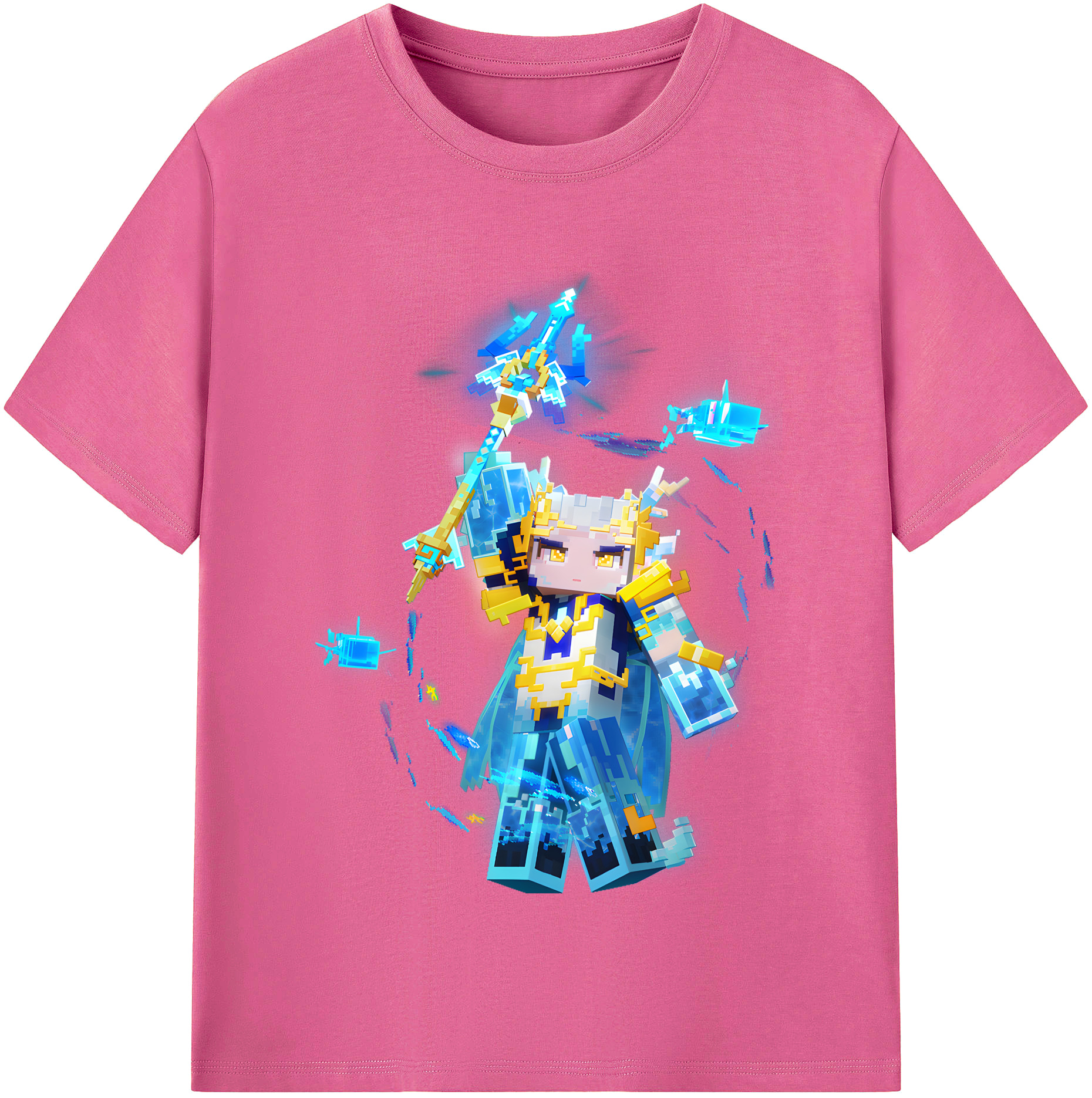 （画像用） マインクラフト ブロックの世界 Minecraft MC Block world レディースカジュアルプリントTシャツ（綿100％）