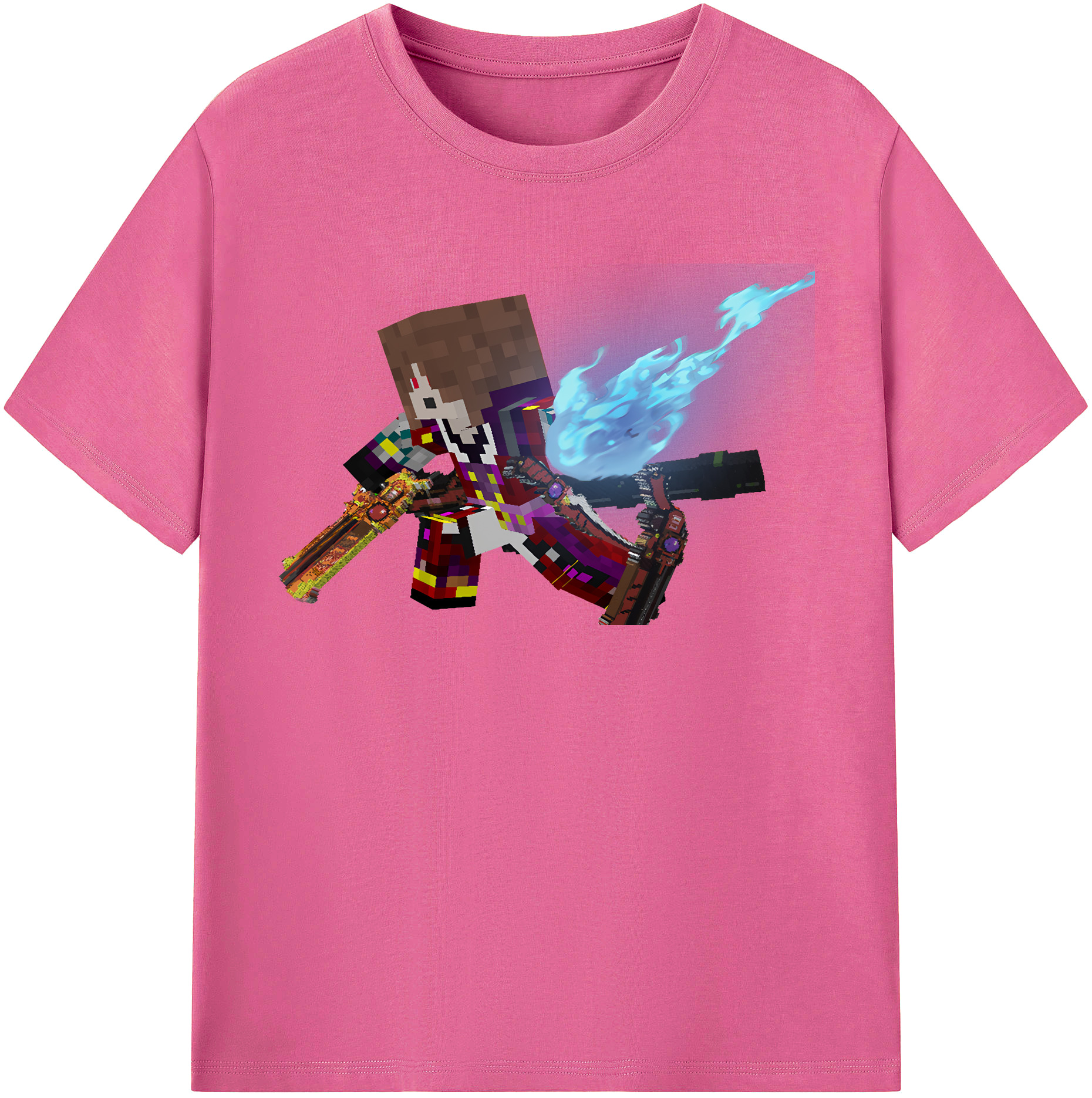 （画像用） マインクラフト ブロックの世界 Minecraft MC Block world レディースカジュアルプリントTシャツ（綿100％）
