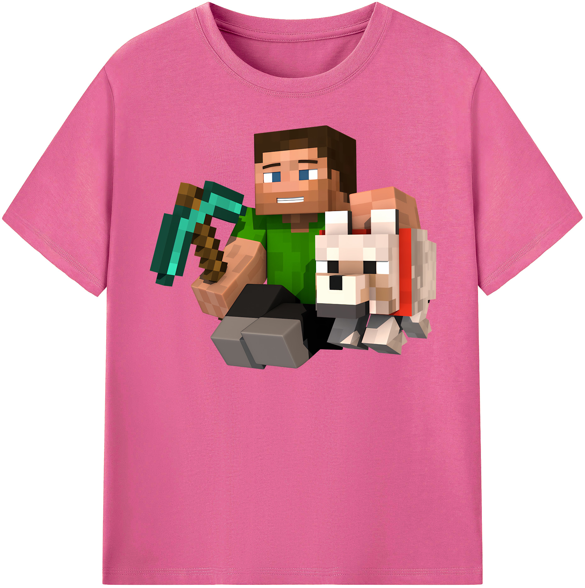 （画像用） マインクラフト ブロックの世界 Minecraft MC Block world レディースカジュアルプリントTシャツ（綿100％）