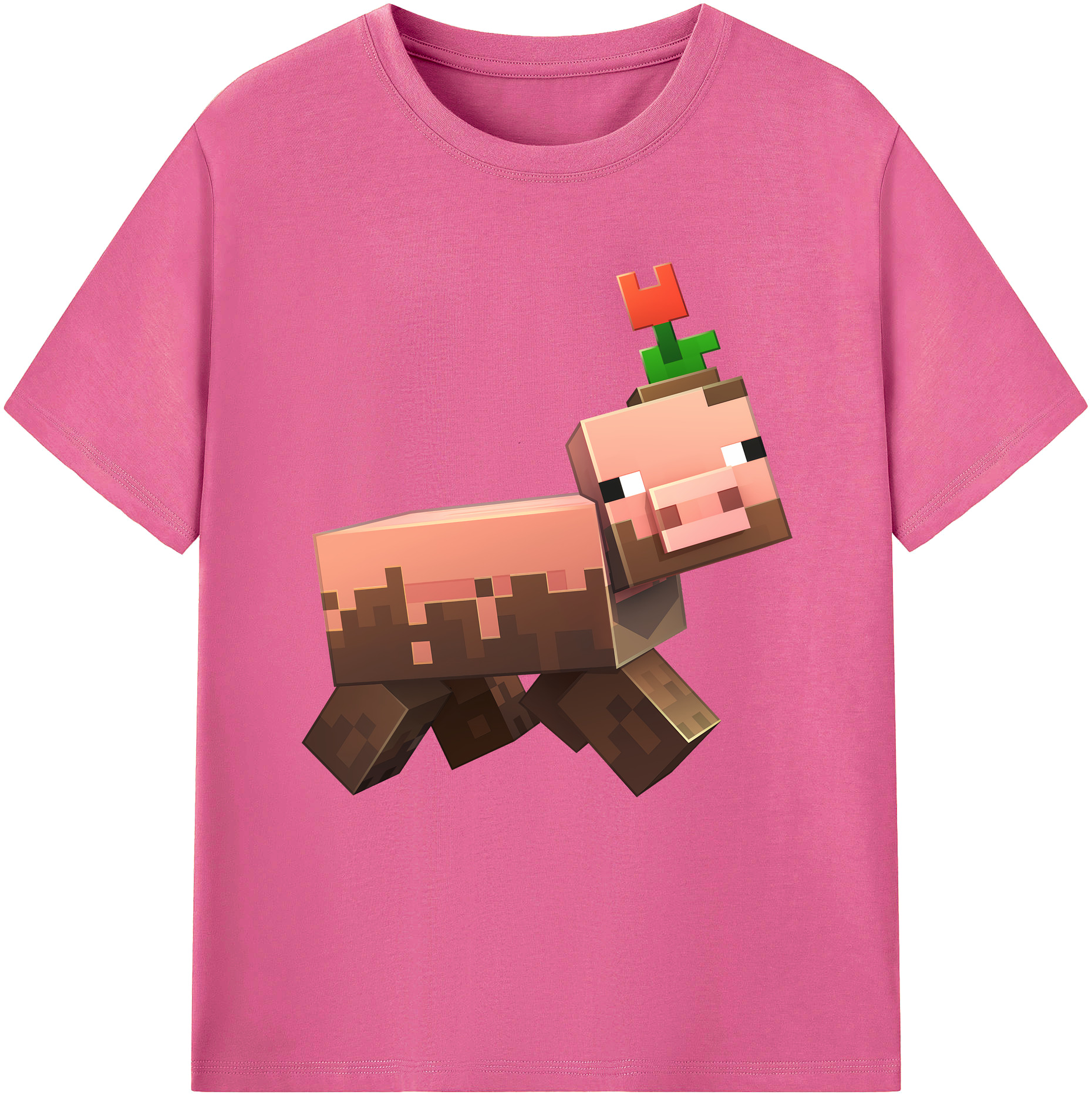 （画像用） マインクラフト ブロックの世界 Minecraft MC Block world レディースカジュアルプリントTシャツ（綿100％）