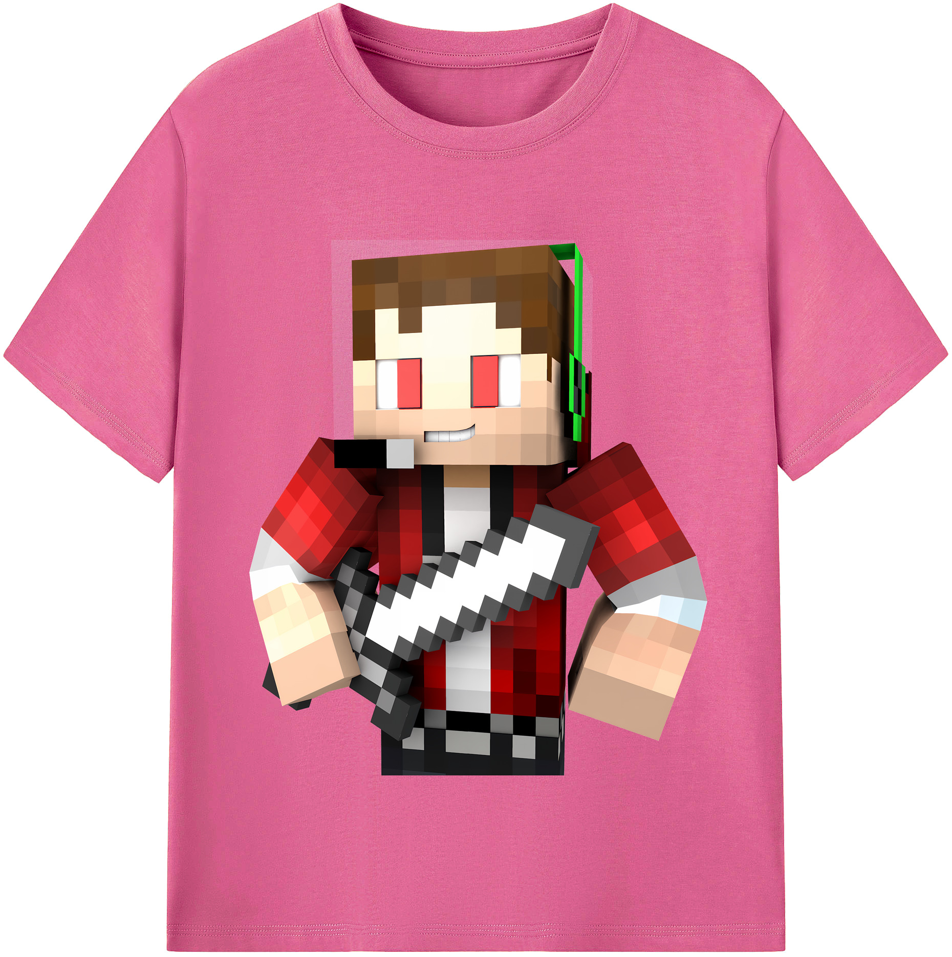 （画像用） マインクラフト ブロックの世界 Minecraft MC Block world レディースカジュアルプリントTシャツ（綿100％）