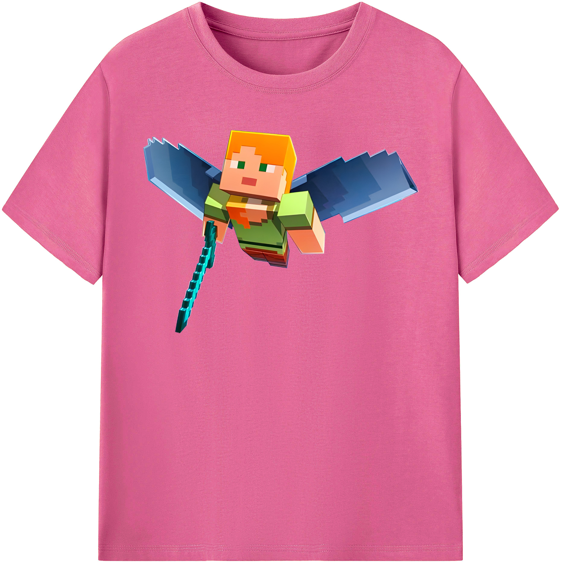 （画像用） マインクラフト ブロックの世界 Minecraft MC Block world レディースカジュアルプリントTシャツ（綿100％）