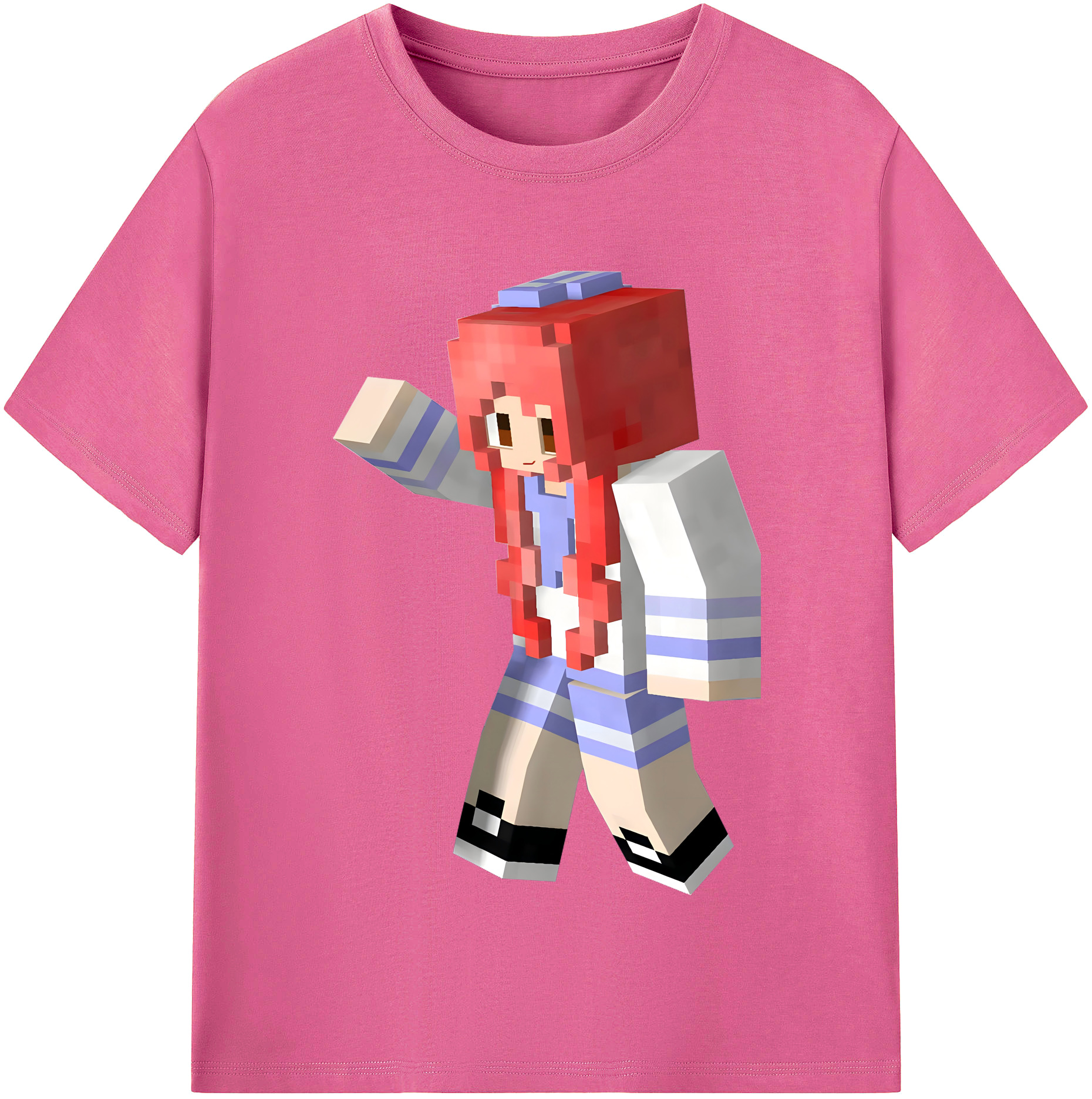 （画像用） マインクラフト ブロックの世界 Minecraft MC Block world レディースカジュアルプリントTシャツ（綿100％）
