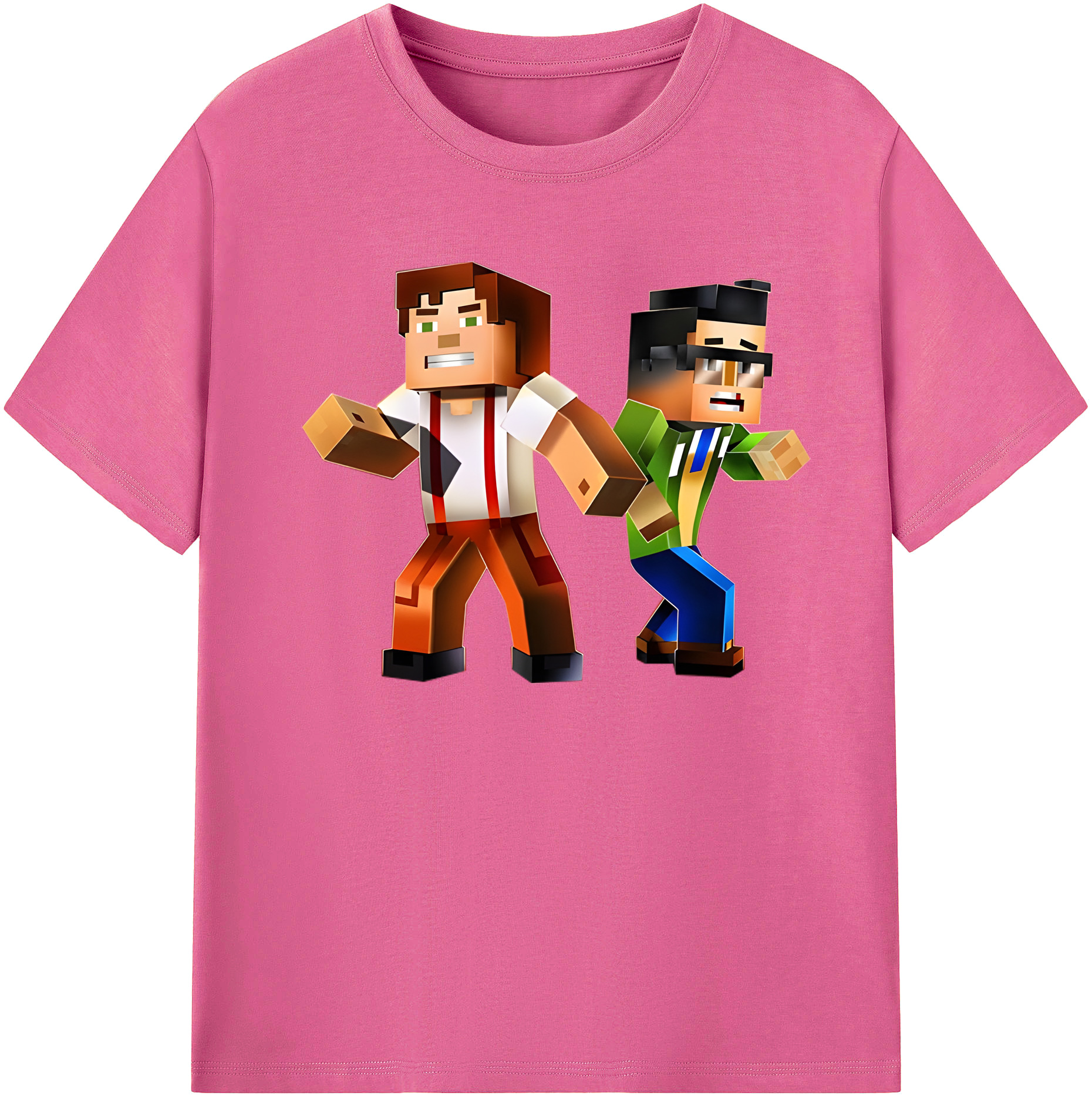 （画像用） マインクラフト ブロックの世界 Minecraft MC Block world レディースカジュアルプリントTシャツ（綿100％）