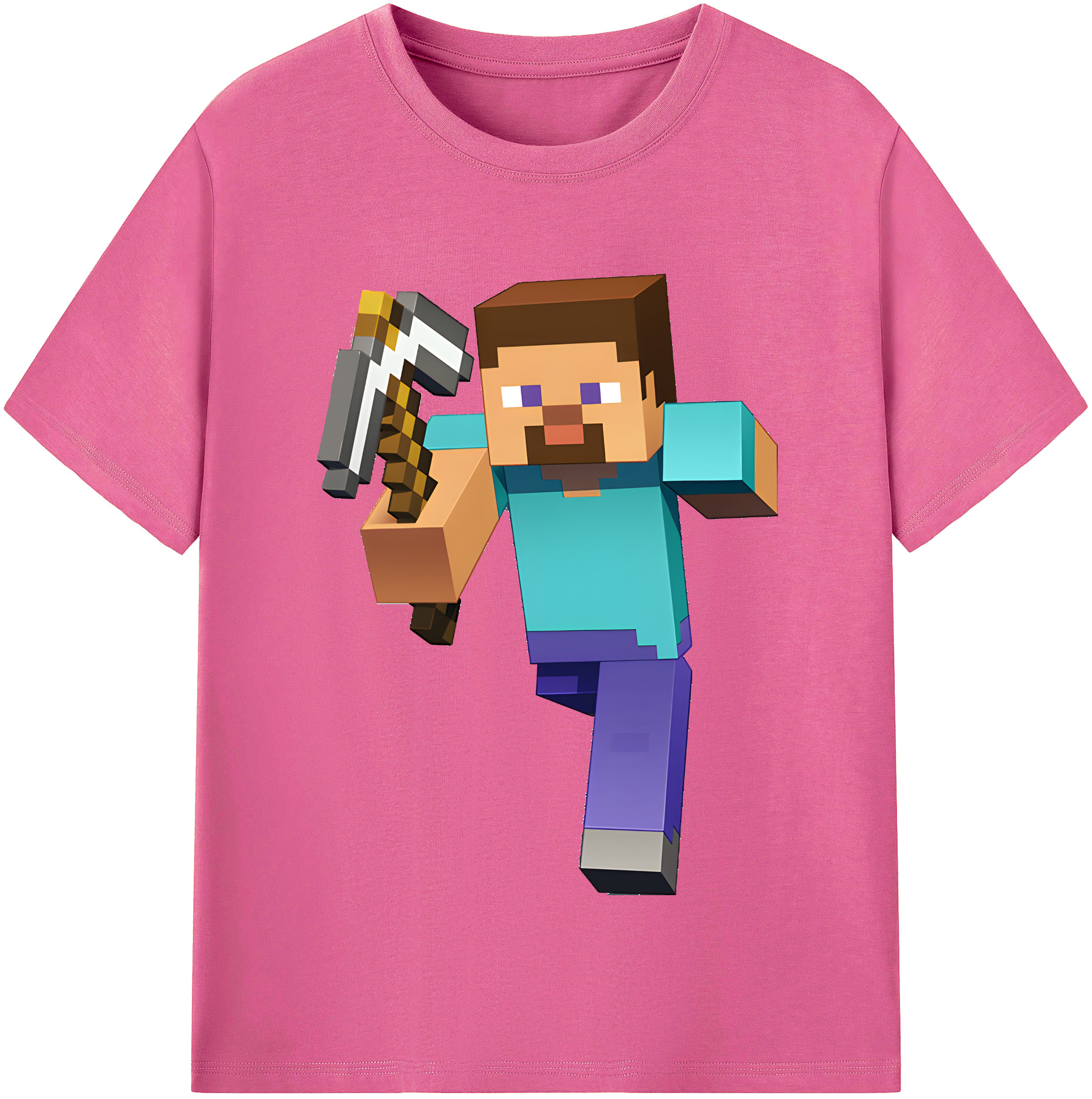 （画像用） マインクラフト ブロックの世界 Minecraft MC Block world レディースカジュアルプリントTシャツ（綿100％）