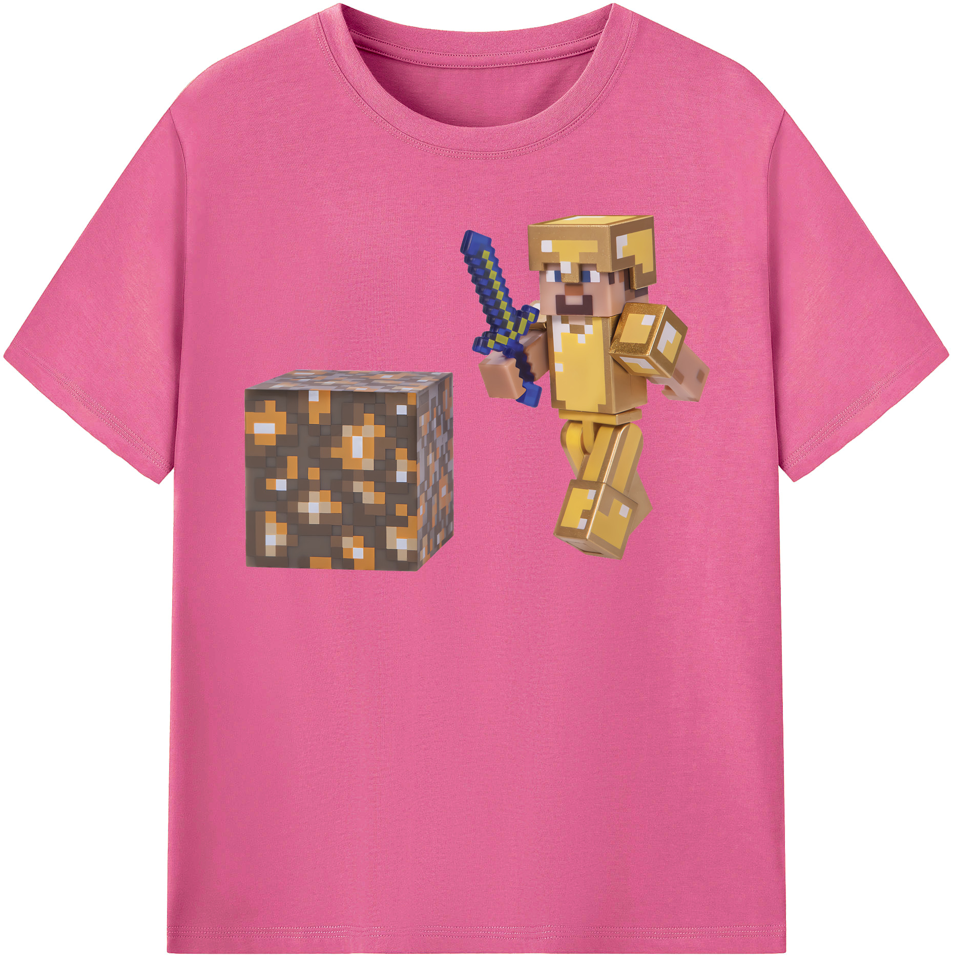 （画像用） マインクラフト ブロックの世界 Minecraft MC Block world レディースカジュアルプリントTシャツ（綿100％）