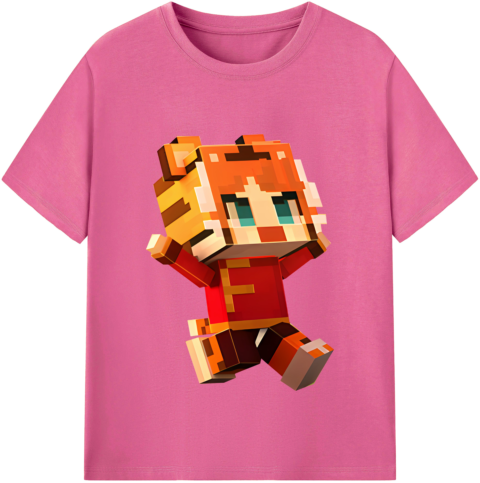 （画像用） マインクラフト ブロックの世界 Minecraft MC Block world レディースカジュアルプリントTシャツ（綿100％）