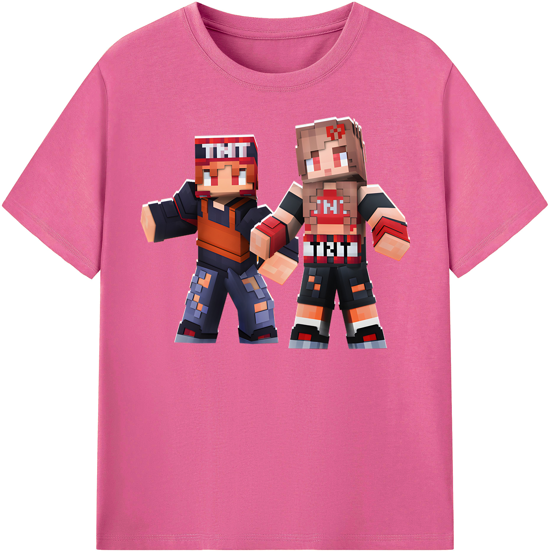（画像用） マインクラフト ブロックの世界 Minecraft MC Block world レディースカジュアルプリントTシャツ（綿100％）