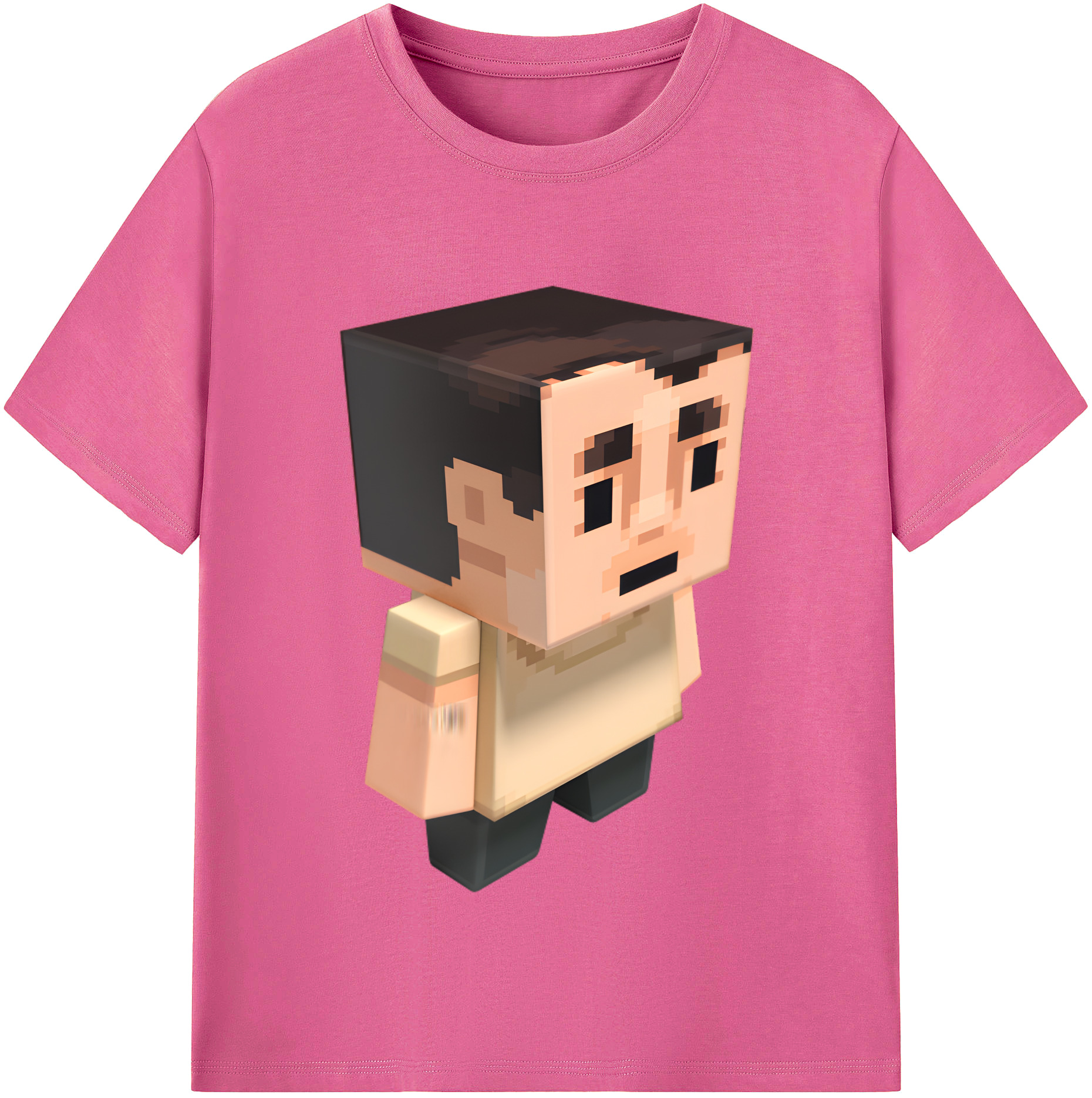 （画像用） マインクラフト ブロックの世界 Minecraft MC Block world レディースカジュアルプリントTシャツ（綿100％）