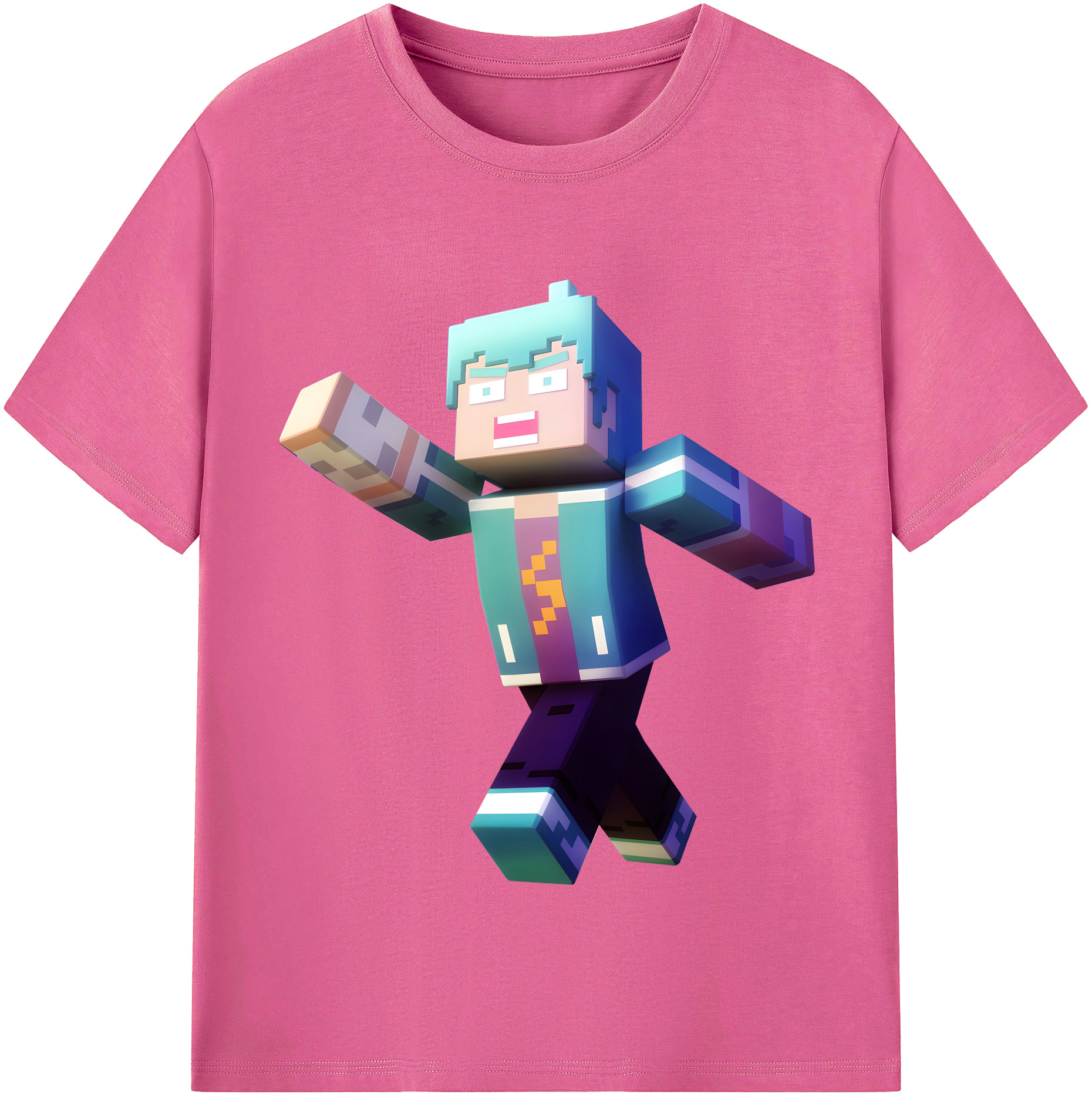 （画像用） マインクラフト ブロックの世界 Minecraft MC Block world レディースカジュアルプリントTシャツ（綿100％）