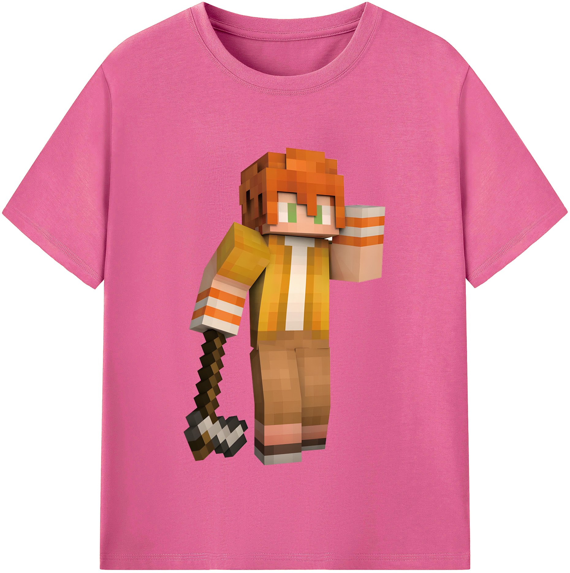 （画像用） マインクラフト ブロックの世界 Minecraft MC Block world レディースカジュアルプリントTシャツ（綿100％）