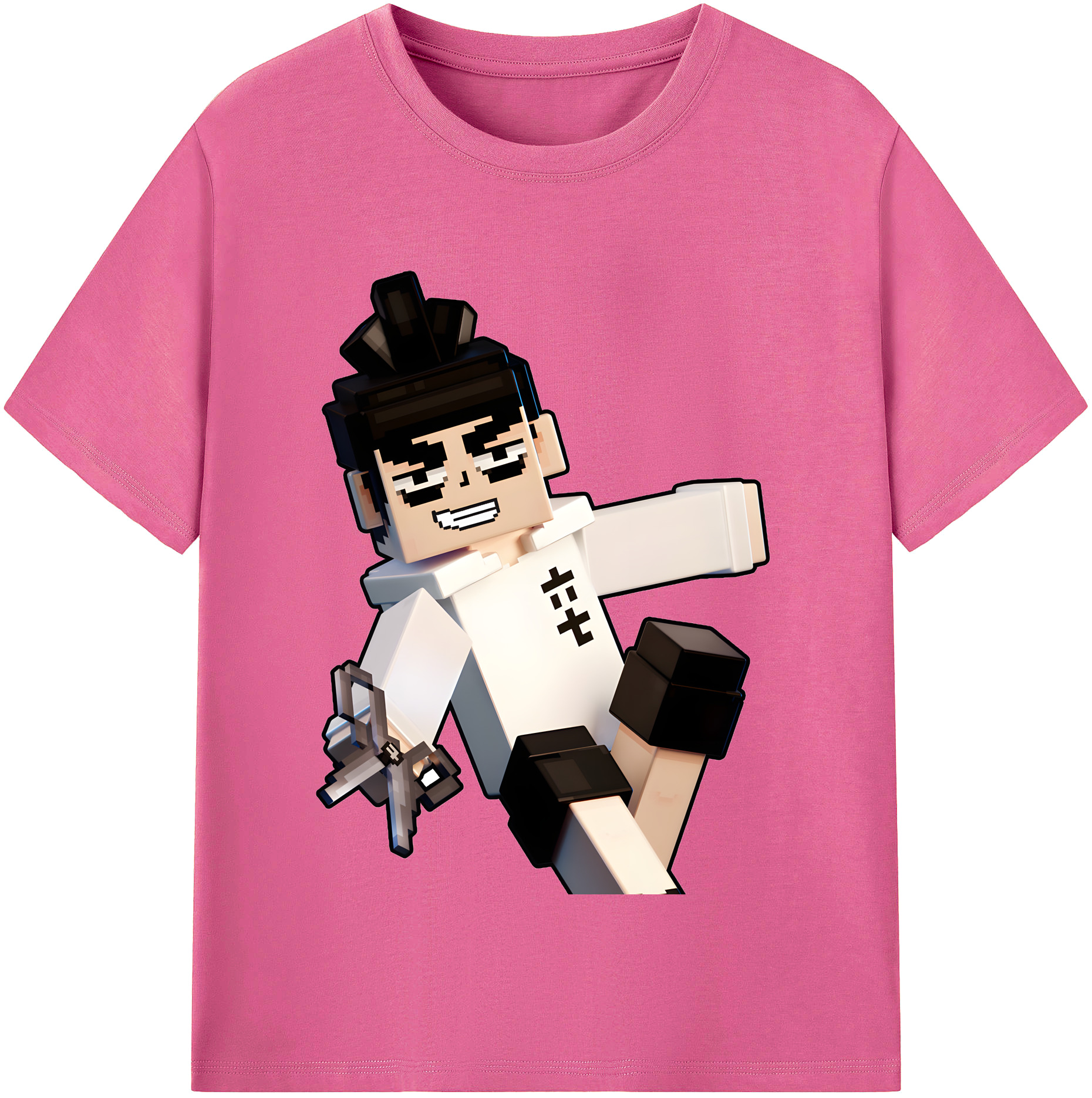 （画像用） マインクラフト ブロックの世界 Minecraft MC Block world レディースカジュアルプリントTシャツ（綿100％）