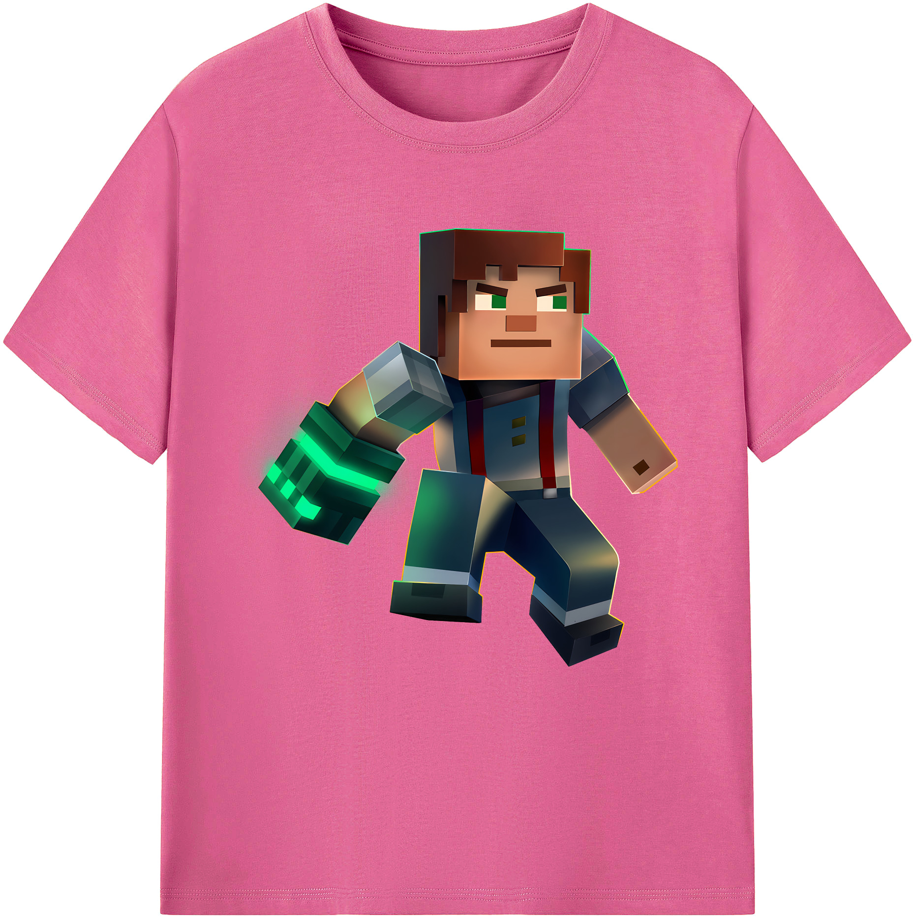 （画像用） マインクラフト ブロックの世界 Minecraft MC Block world レディースカジュアルプリントTシャツ（綿100％）