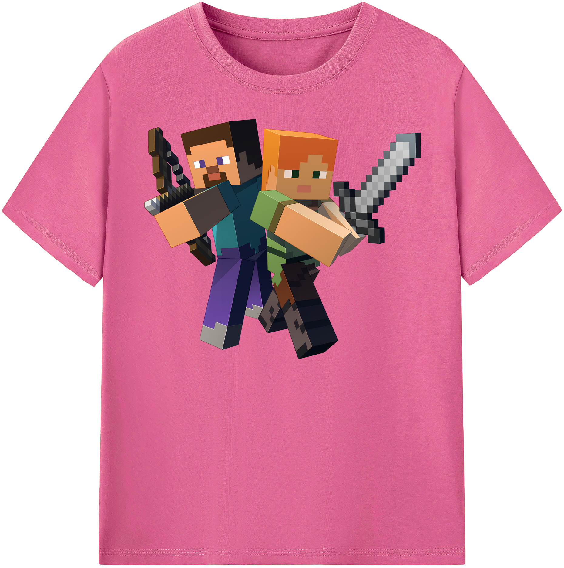 （画像用） マインクラフト ブロックの世界 Minecraft MC Block world レディースカジュアルプリントTシャツ（綿100％）