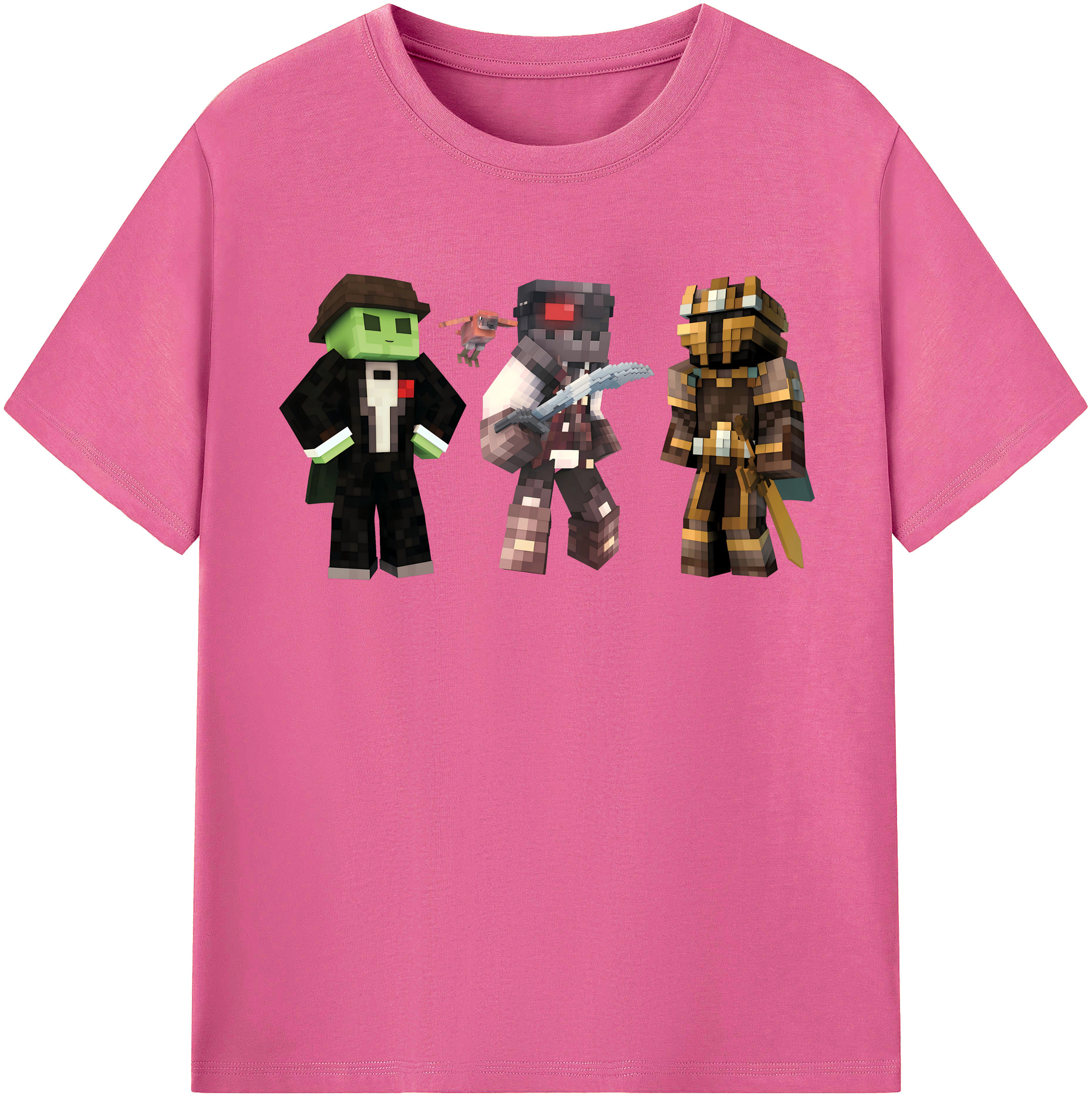 （画像用） マインクラフト ブロックの世界 Minecraft MC Block world レディースカジュアルプリントTシャツ（綿100％）