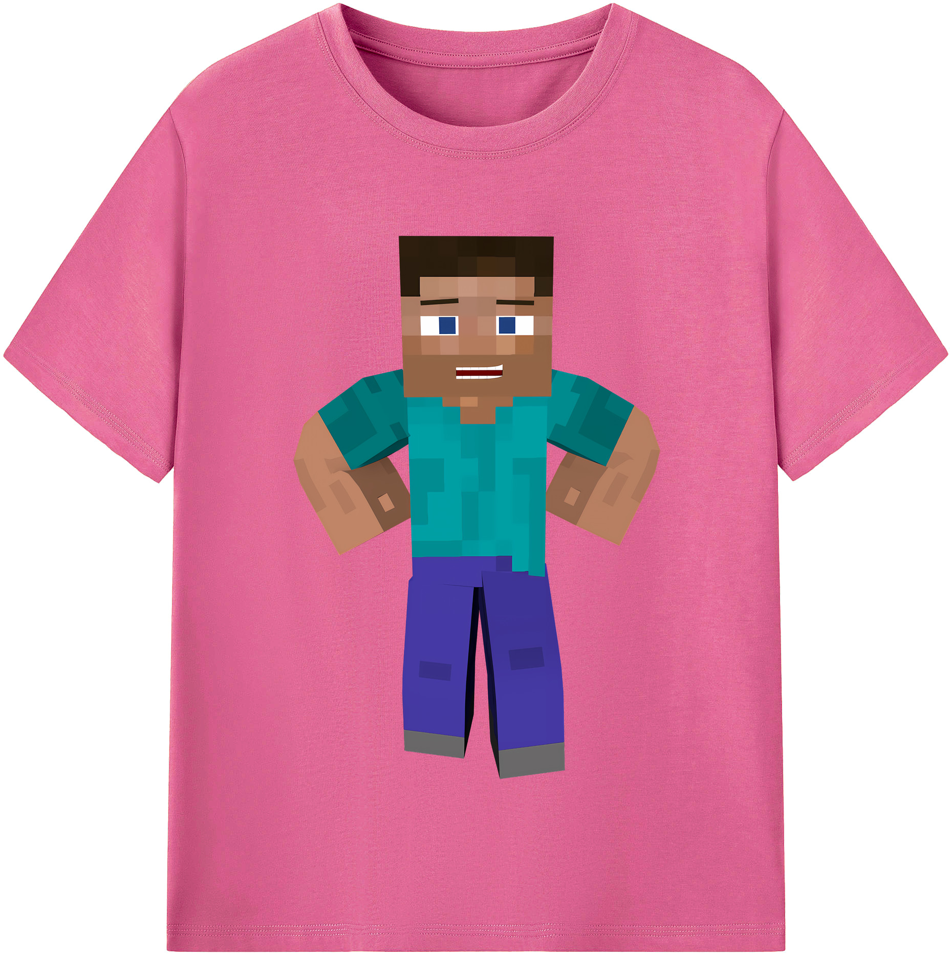 （画像用） マインクラフト ブロックの世界 Minecraft MC Block world レディースカジュアルプリントTシャツ（綿100％）