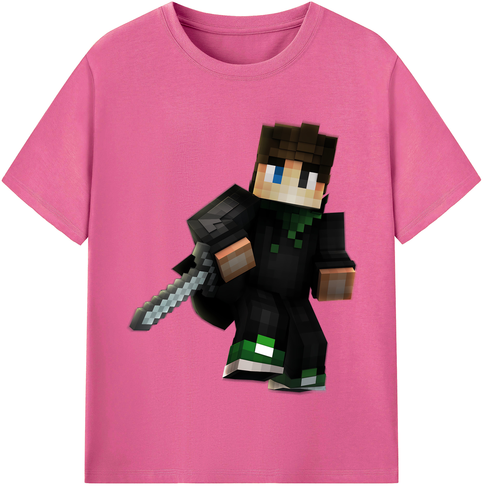 （画像用） マインクラフト ブロックの世界 Minecraft MC Block world レディースカジュアルプリントTシャツ（綿100％）