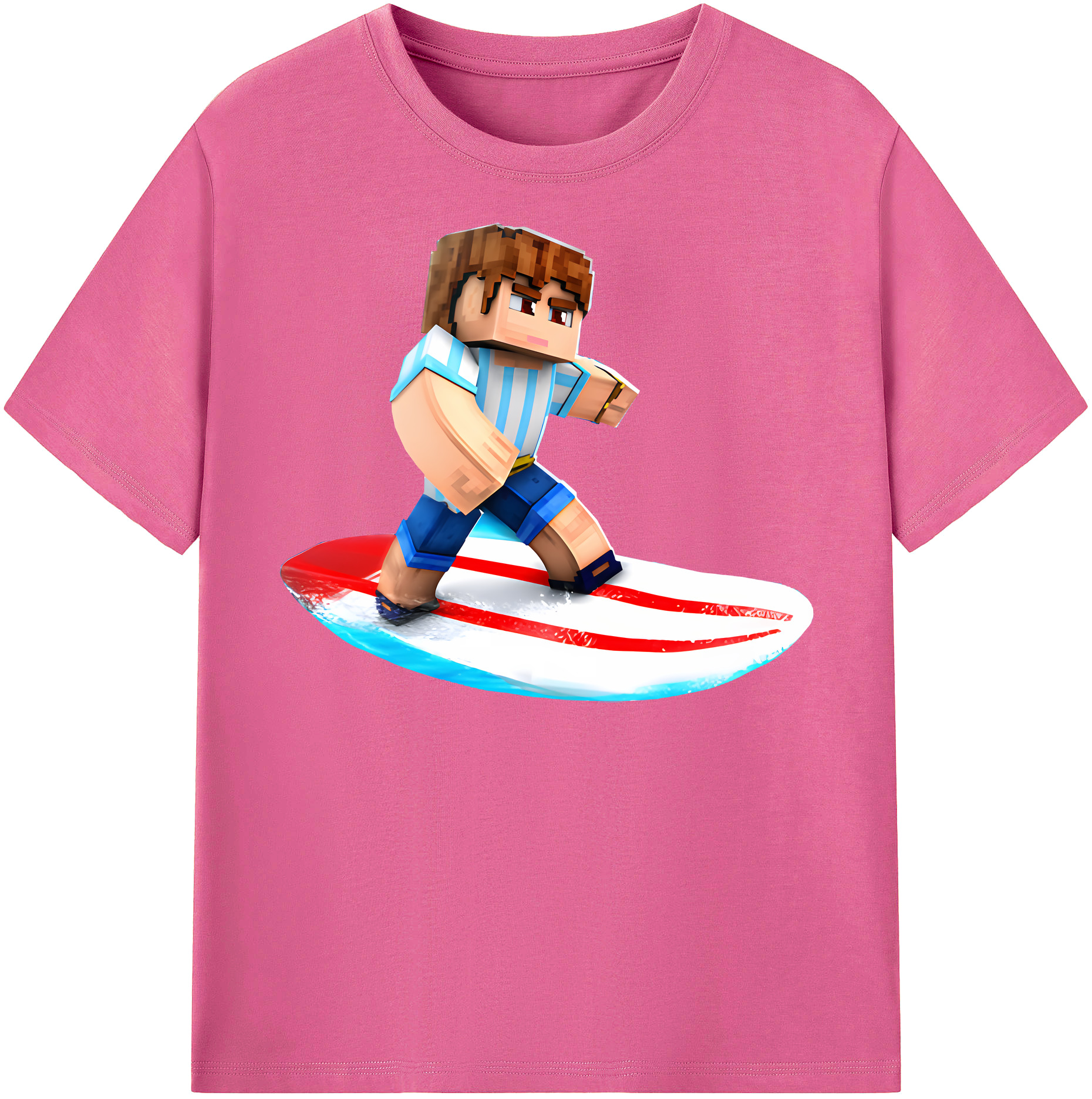 （画像用） マインクラフト ブロックの世界 Minecraft MC Block world レディースカジュアルプリントTシャツ（綿100％）