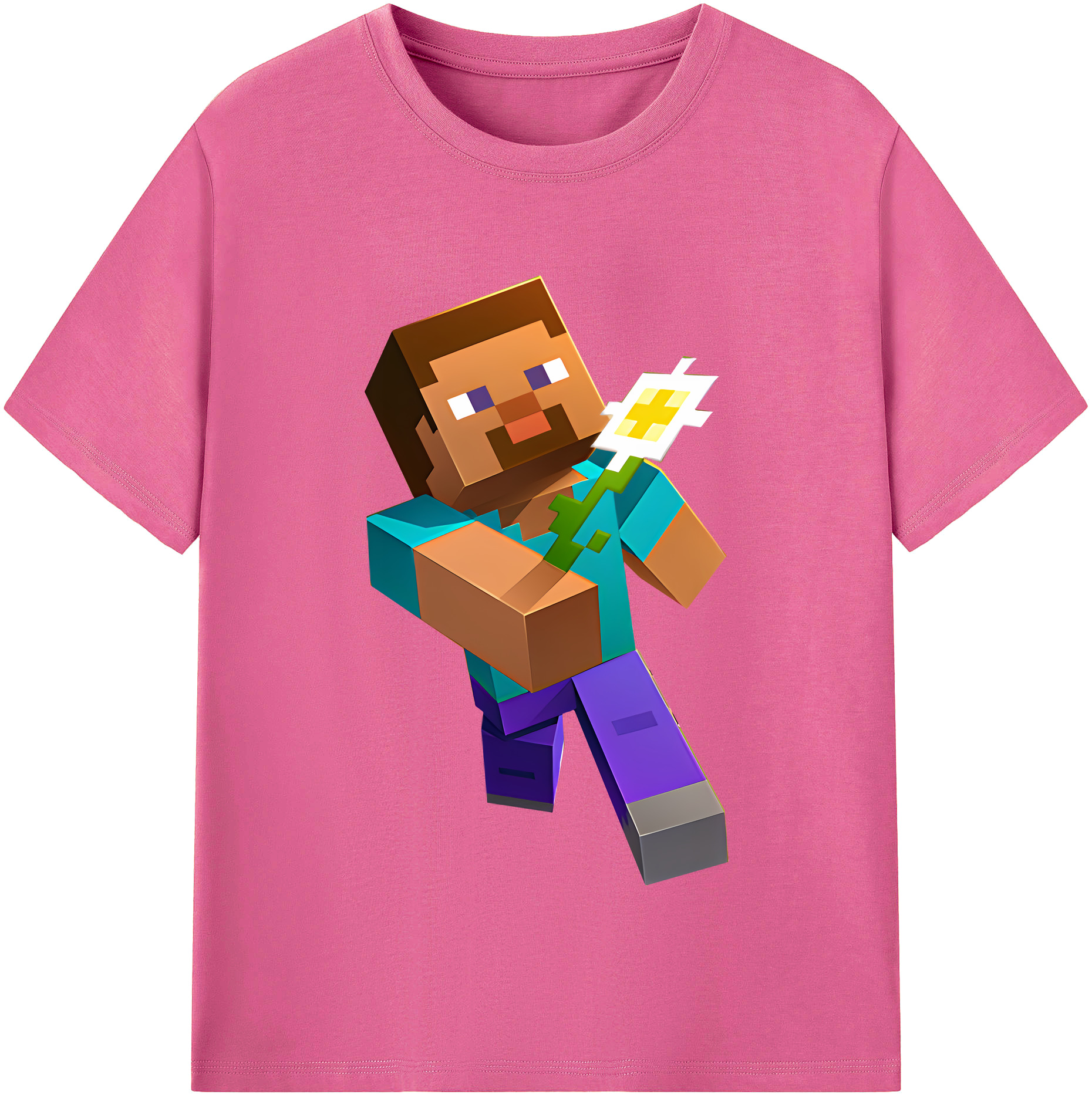 （画像用） マインクラフト ブロックの世界 Minecraft MC Block world レディースカジュアルプリントTシャツ（綿100％）