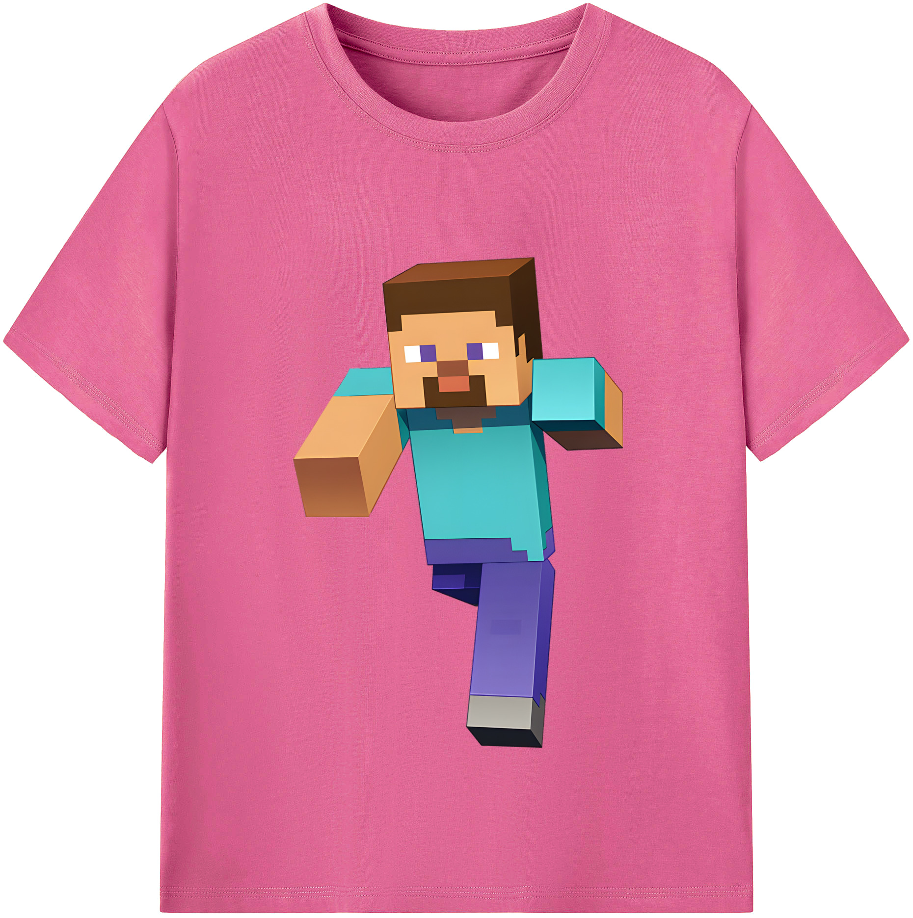 （画像用） マインクラフト ブロックの世界 Minecraft MC Block world レディースカジュアルプリントTシャツ（綿100％）