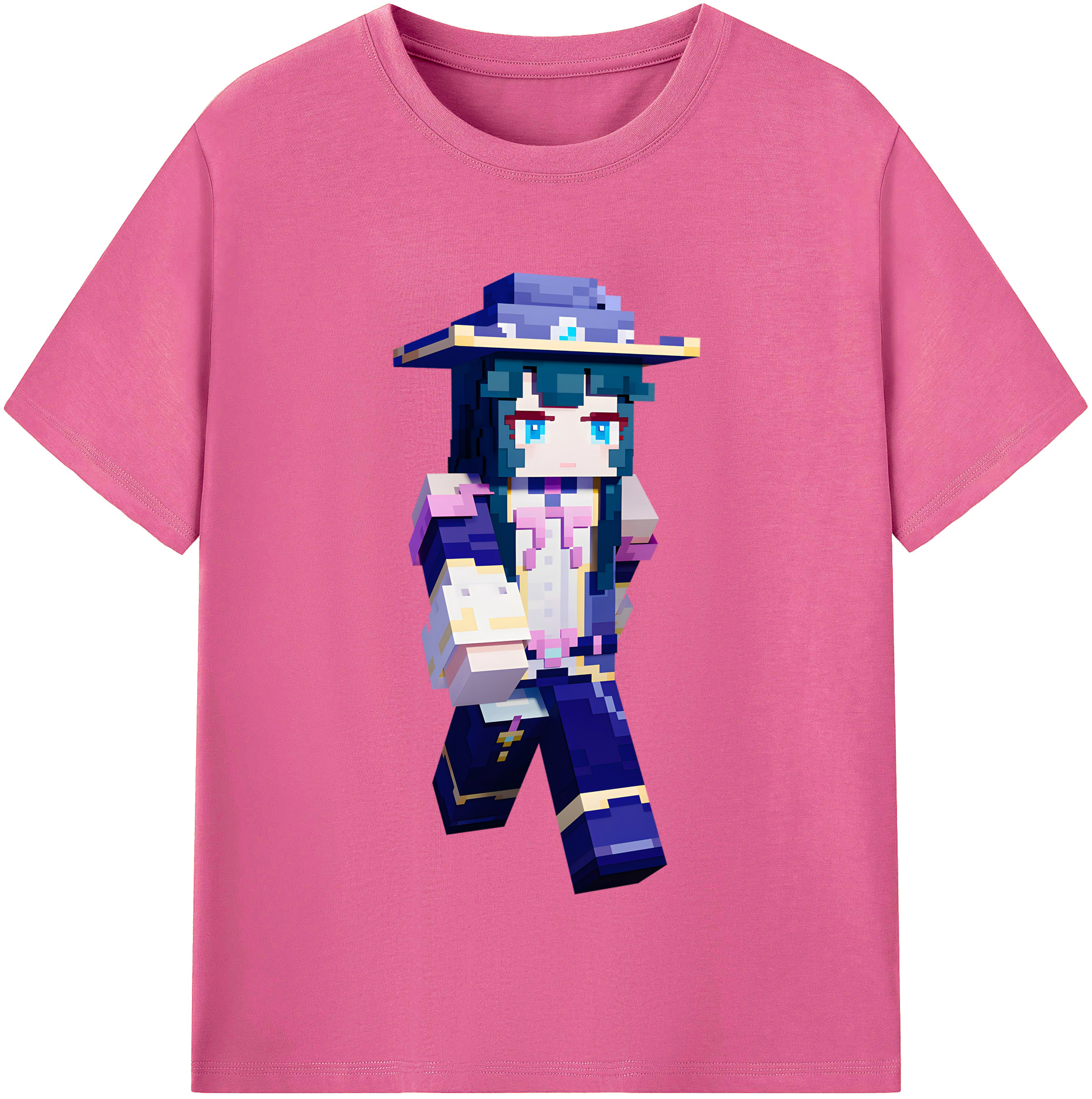 （画像用） マインクラフト ブロックの世界 Minecraft MC Block world レディースカジュアルプリントTシャツ（綿100％）