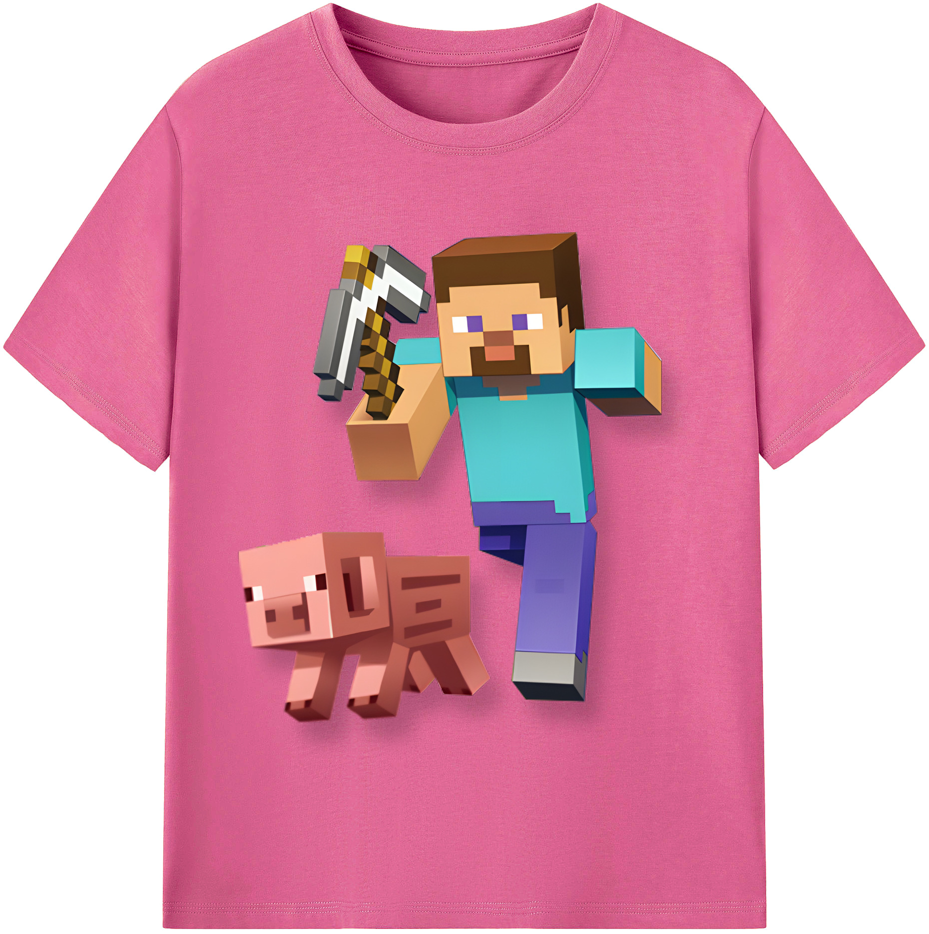 （画像用） マインクラフト ブロックの世界 Minecraft MC Block world レディースカジュアルプリントTシャツ（綿100％）
