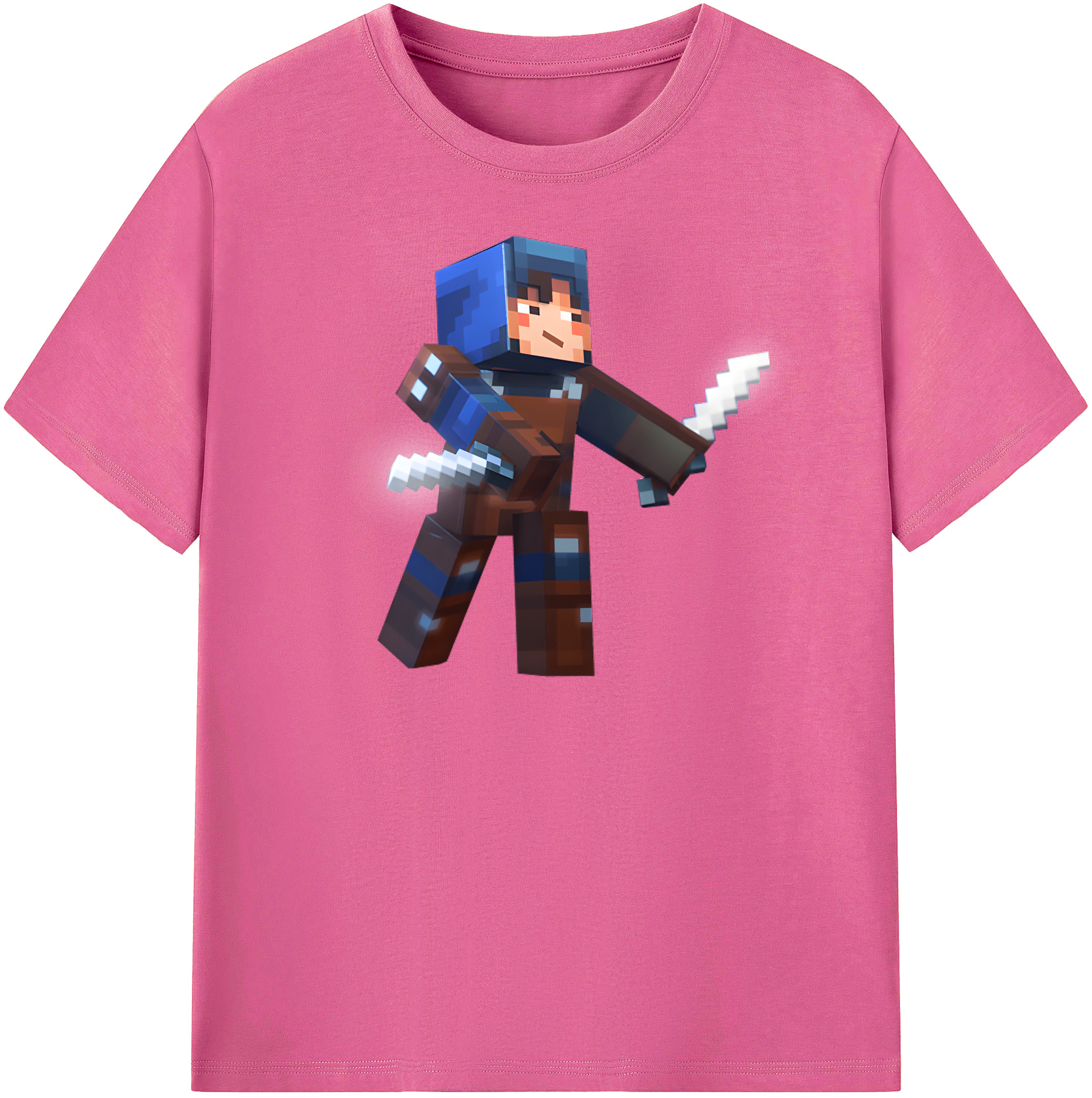 （画像用） マインクラフト ブロックの世界 Minecraft MC Block world レディースカジュアルプリントTシャツ（綿100％）