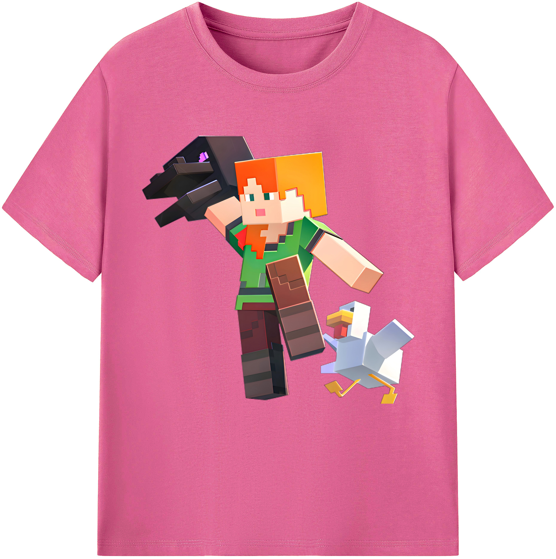 （画像用） マインクラフト ブロックの世界 Minecraft MC Block world レディースカジュアルプリントTシャツ（綿100％）