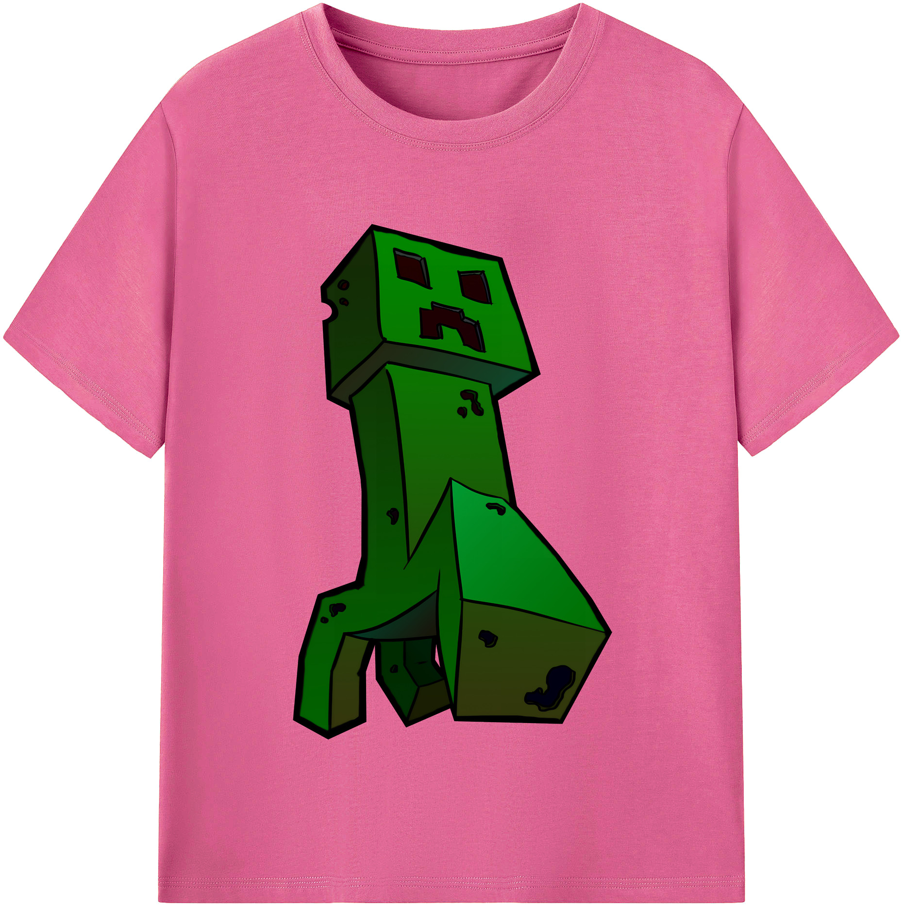 （画像用） マインクラフト ブロックの世界 Minecraft MC Block world レディースカジュアルプリントTシャツ（綿100％）