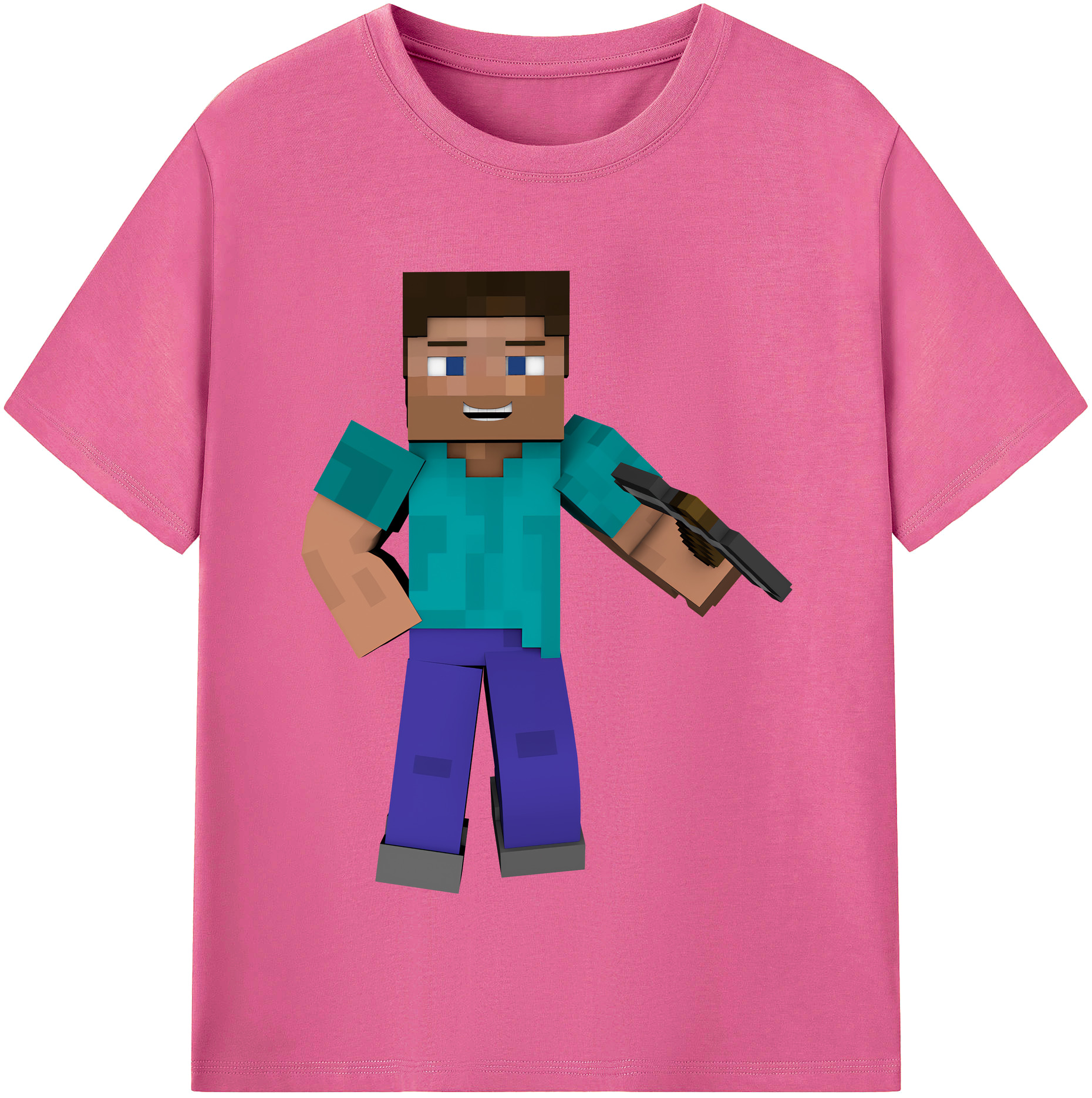 （画像用） マインクラフト ブロックの世界 Minecraft MC Block world レディースカジュアルプリントTシャツ（綿100％）