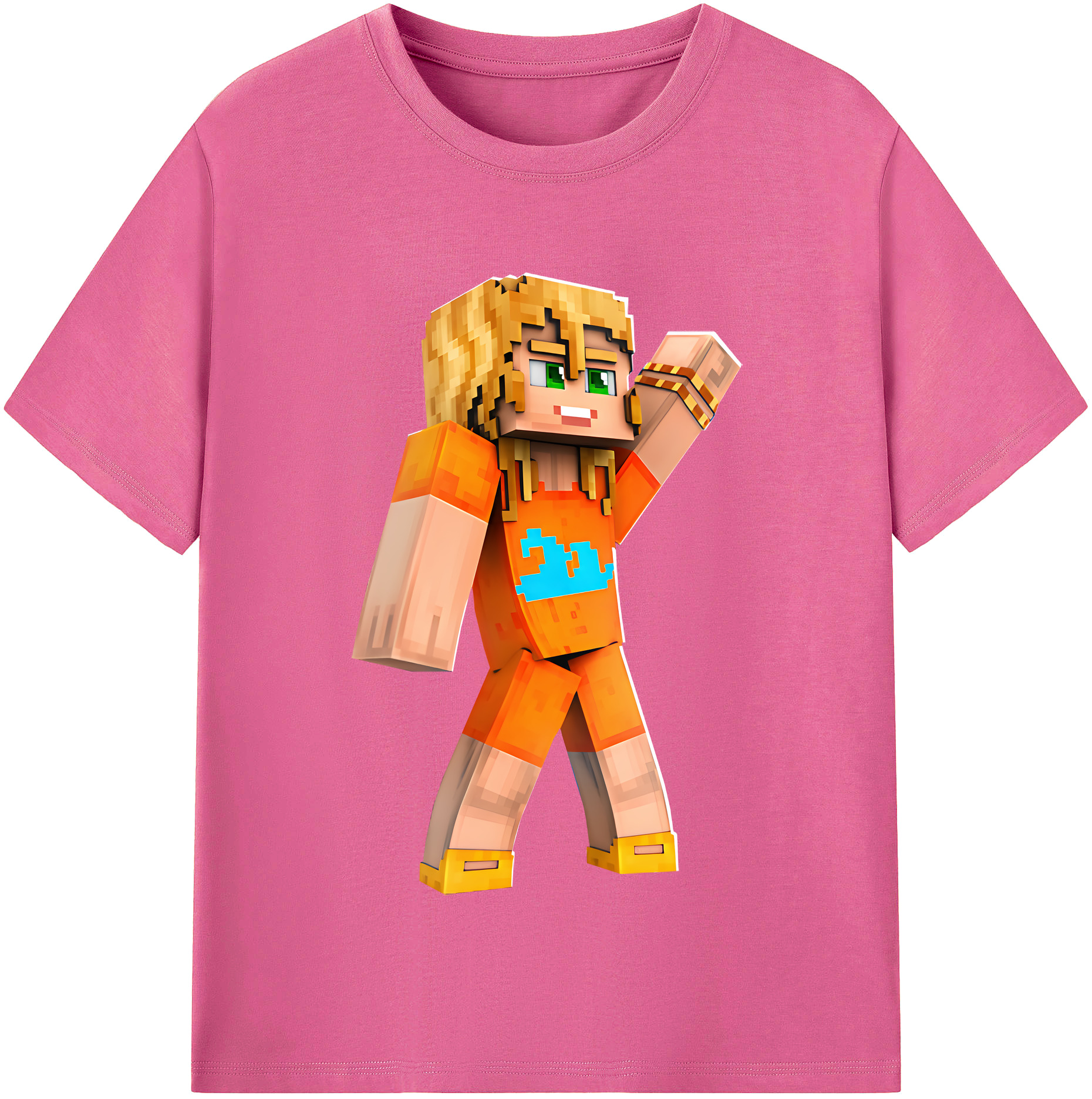 （画像用） マインクラフト ブロックの世界 Minecraft MC Block world レディースカジュアルプリントTシャツ（綿100％）