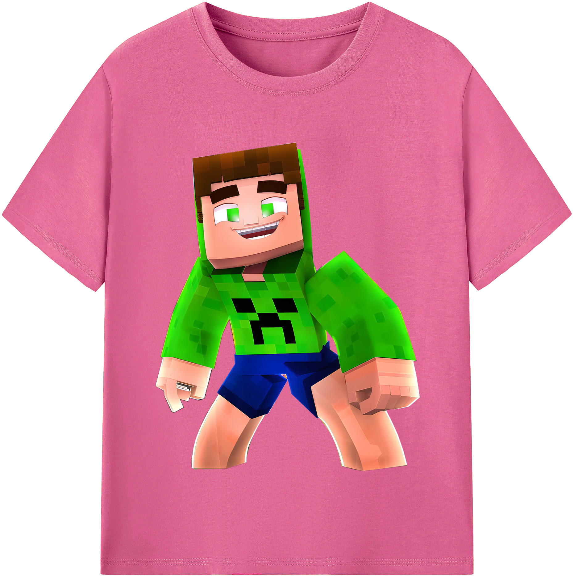（画像用） マインクラフト ブロックの世界 Minecraft MC Block world レディースカジュアルプリントTシャツ（綿100％）