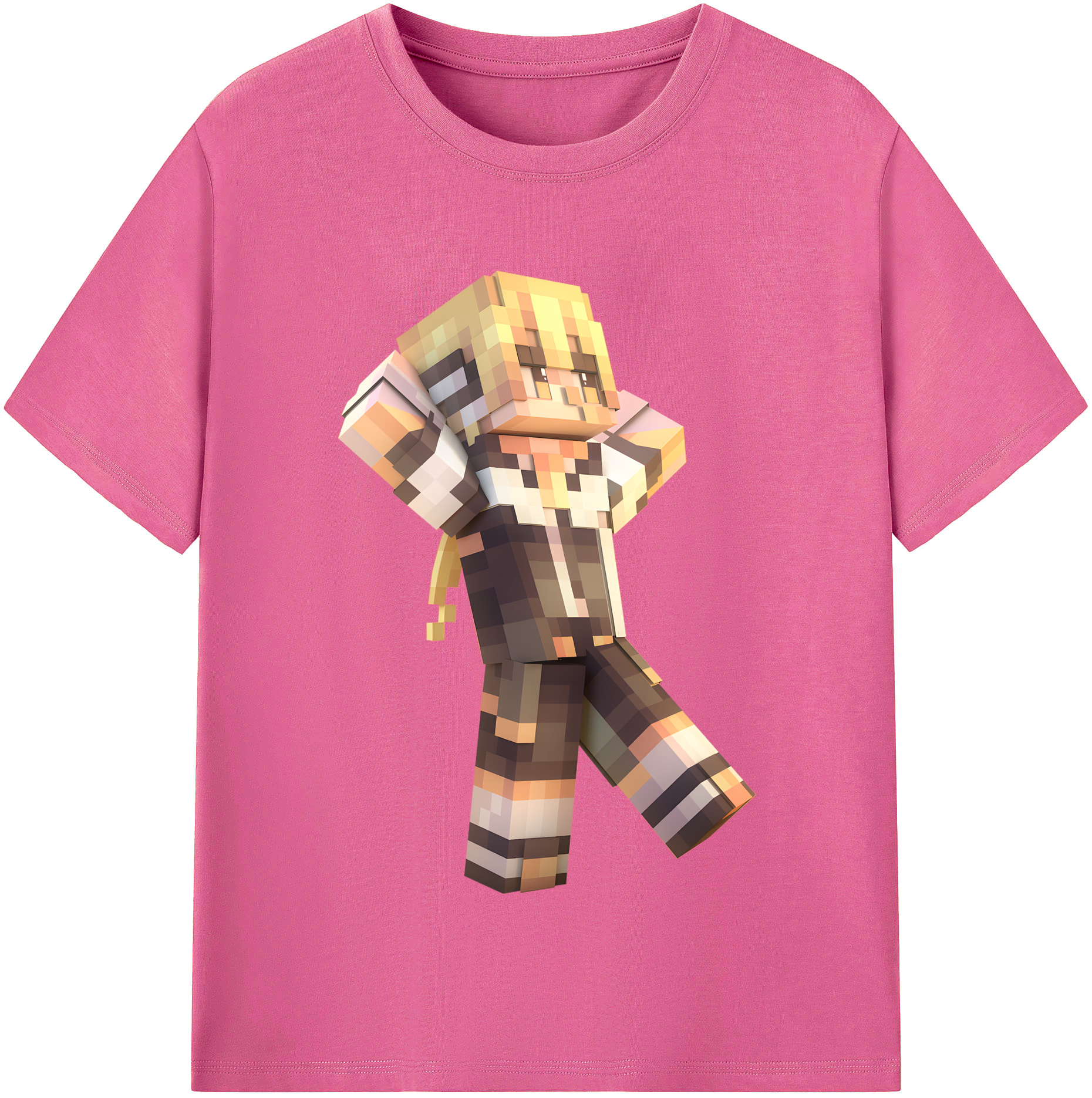 （画像用） マインクラフト ブロックの世界 Minecraft MC Block world レディースカジュアルプリントTシャツ（綿100％）
