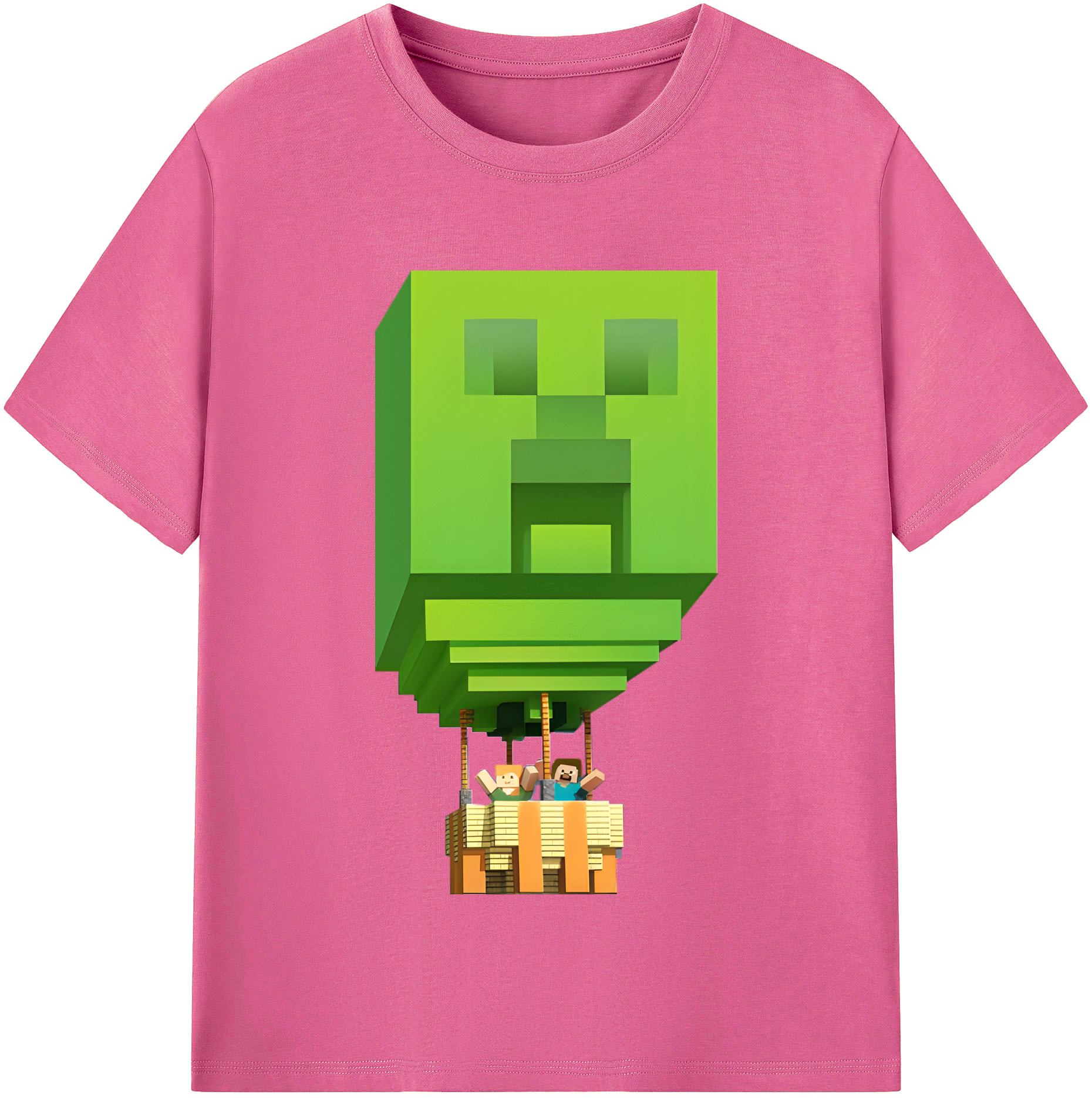 （画像用） マインクラフト ブロックの世界 Minecraft MC Block world レディースカジュアルプリントTシャツ（綿100％）