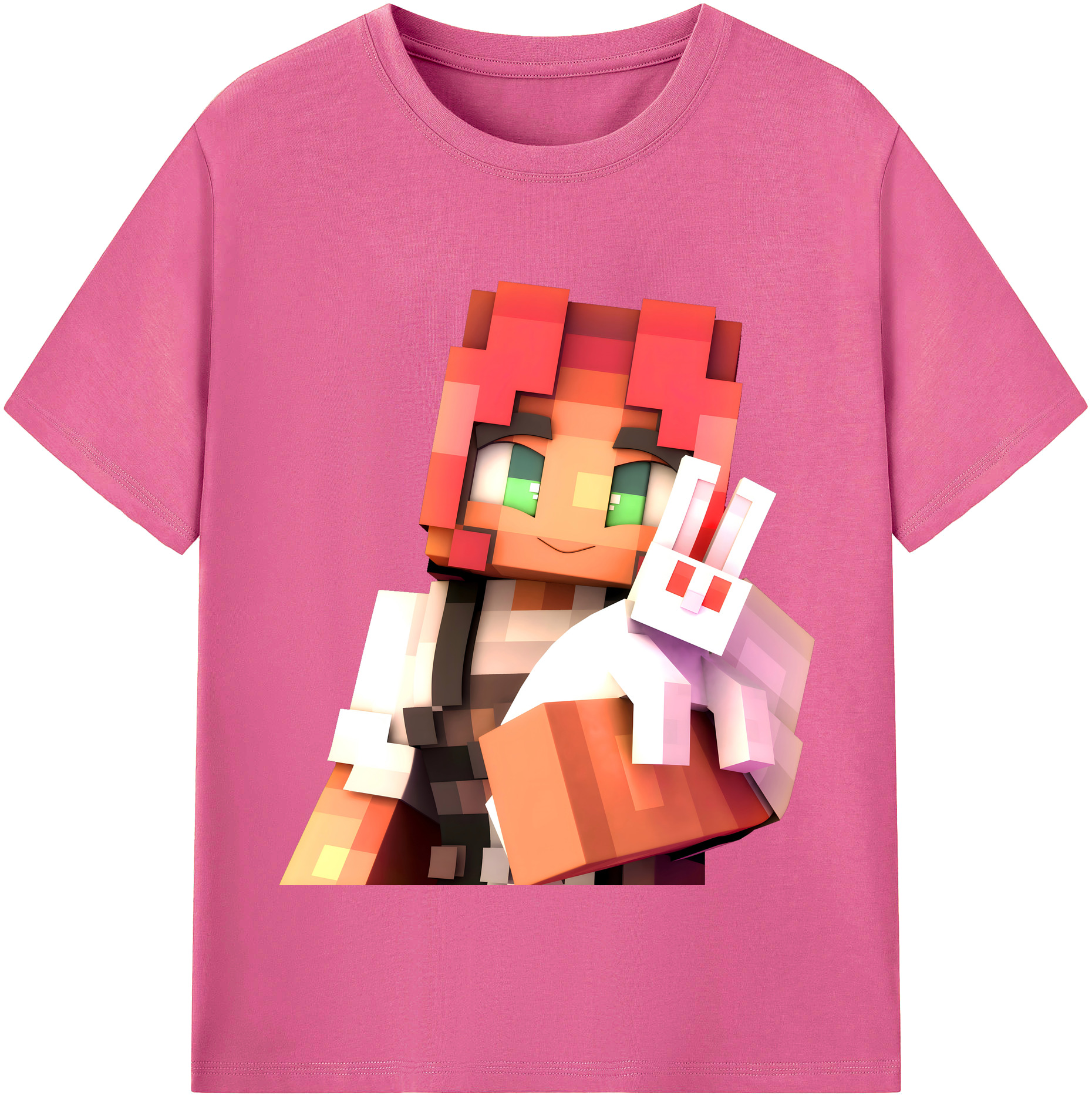 （画像用） マインクラフト ブロックの世界 Minecraft MC Block world レディースカジュアルプリントTシャツ（綿100％）