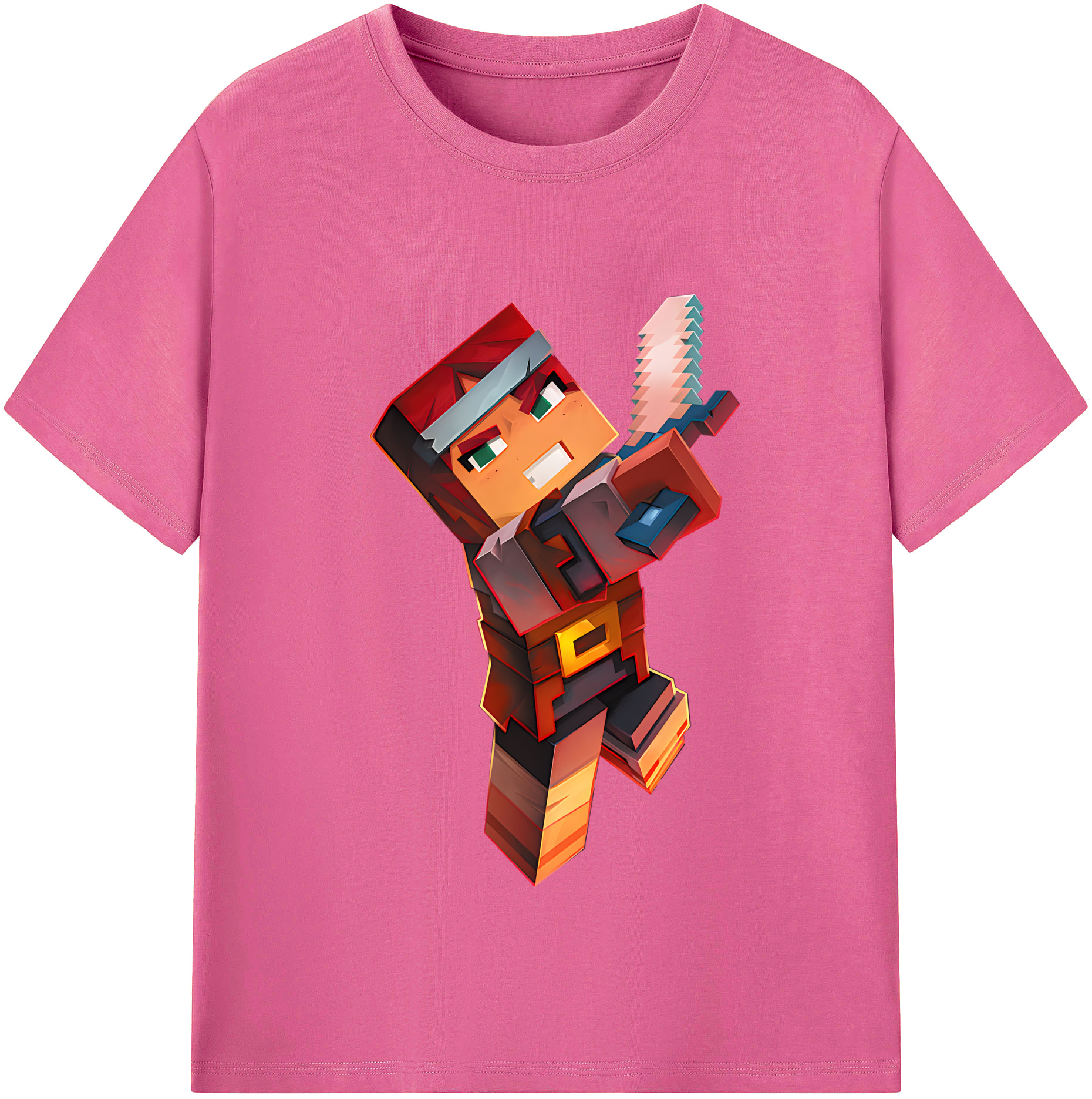 （画像用） マインクラフト ブロックの世界 Minecraft MC Block world レディースカジュアルプリントTシャツ（綿100％）