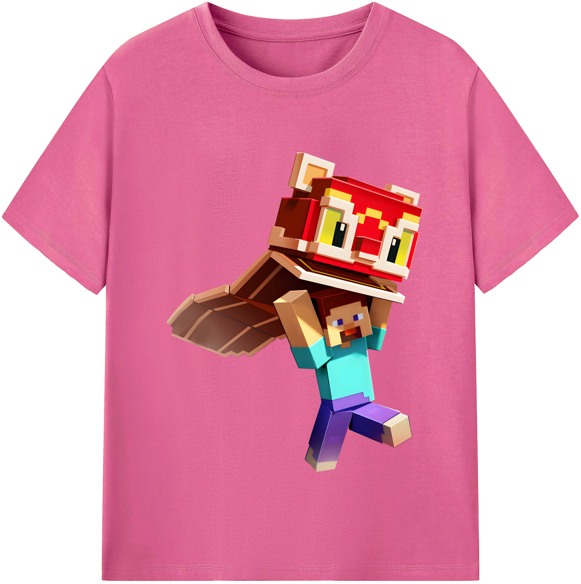 （画像用） マインクラフト ブロックの世界 Minecraft MC Block world レディースカジュアルプリントTシャツ（綿100％）