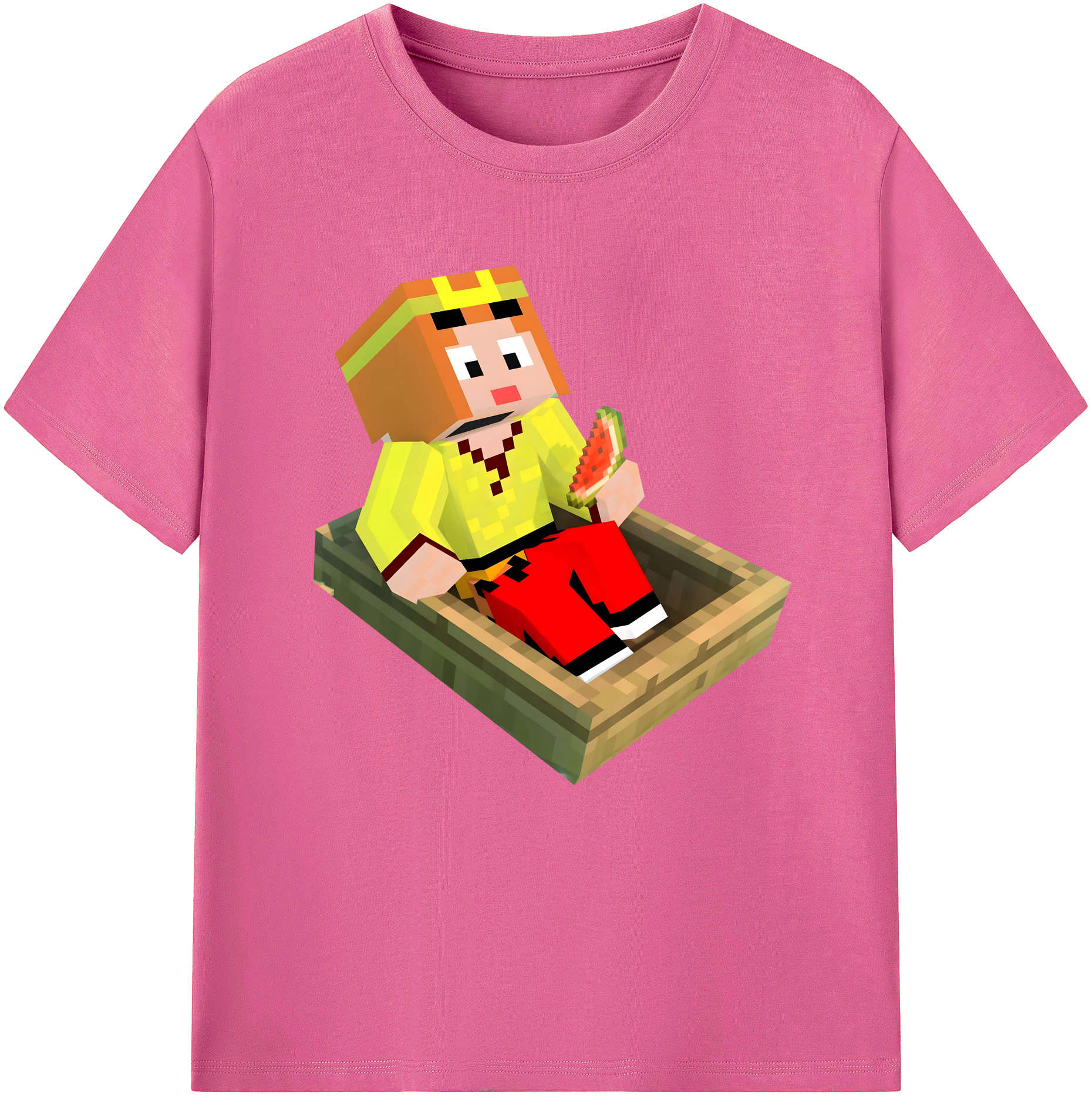 （画像用） マインクラフト ブロックの世界 Minecraft MC Block world レディースカジュアルプリントTシャツ（綿100％）
