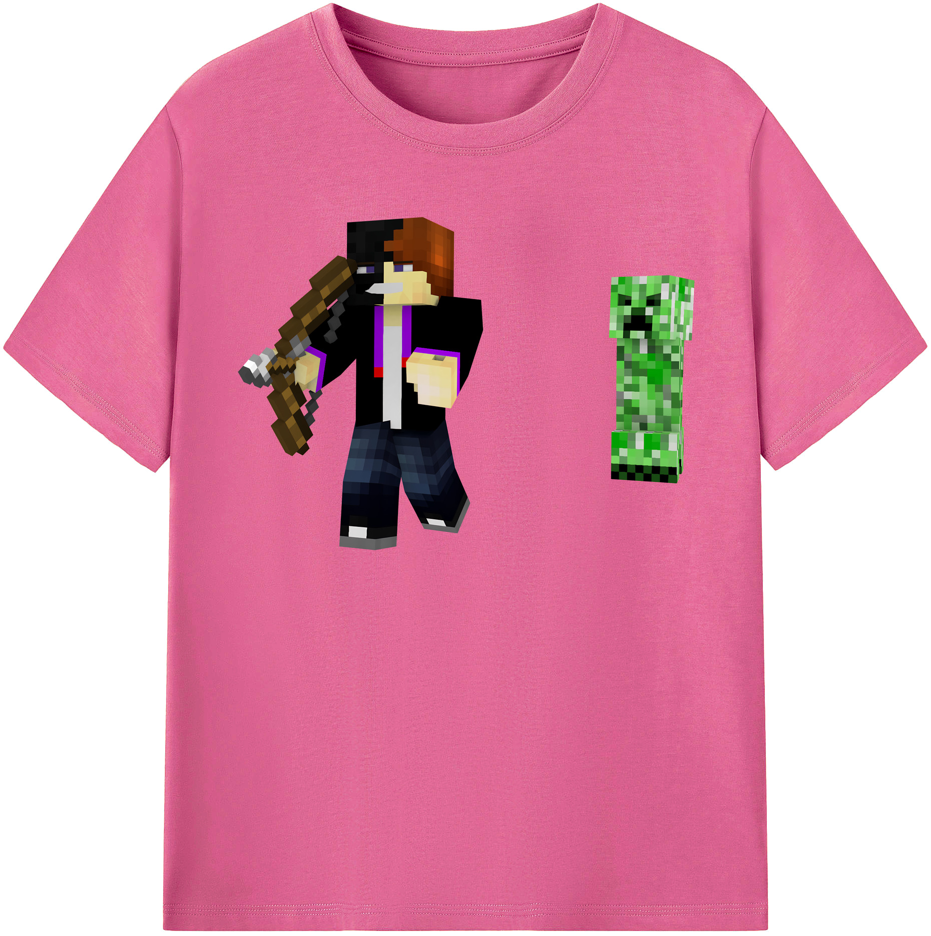 （画像用） マインクラフト ブロックの世界 Minecraft MC Block world レディースカジュアルプリントTシャツ（綿100％）