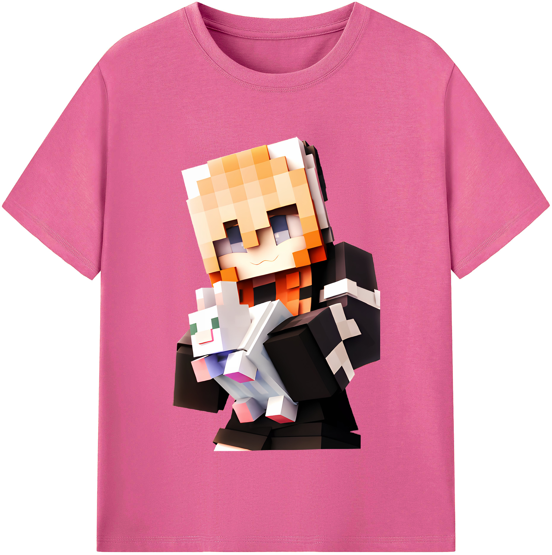 （画像用） マインクラフト ブロックの世界 Minecraft MC Block world レディースカジュアルプリントTシャツ（綿100％）