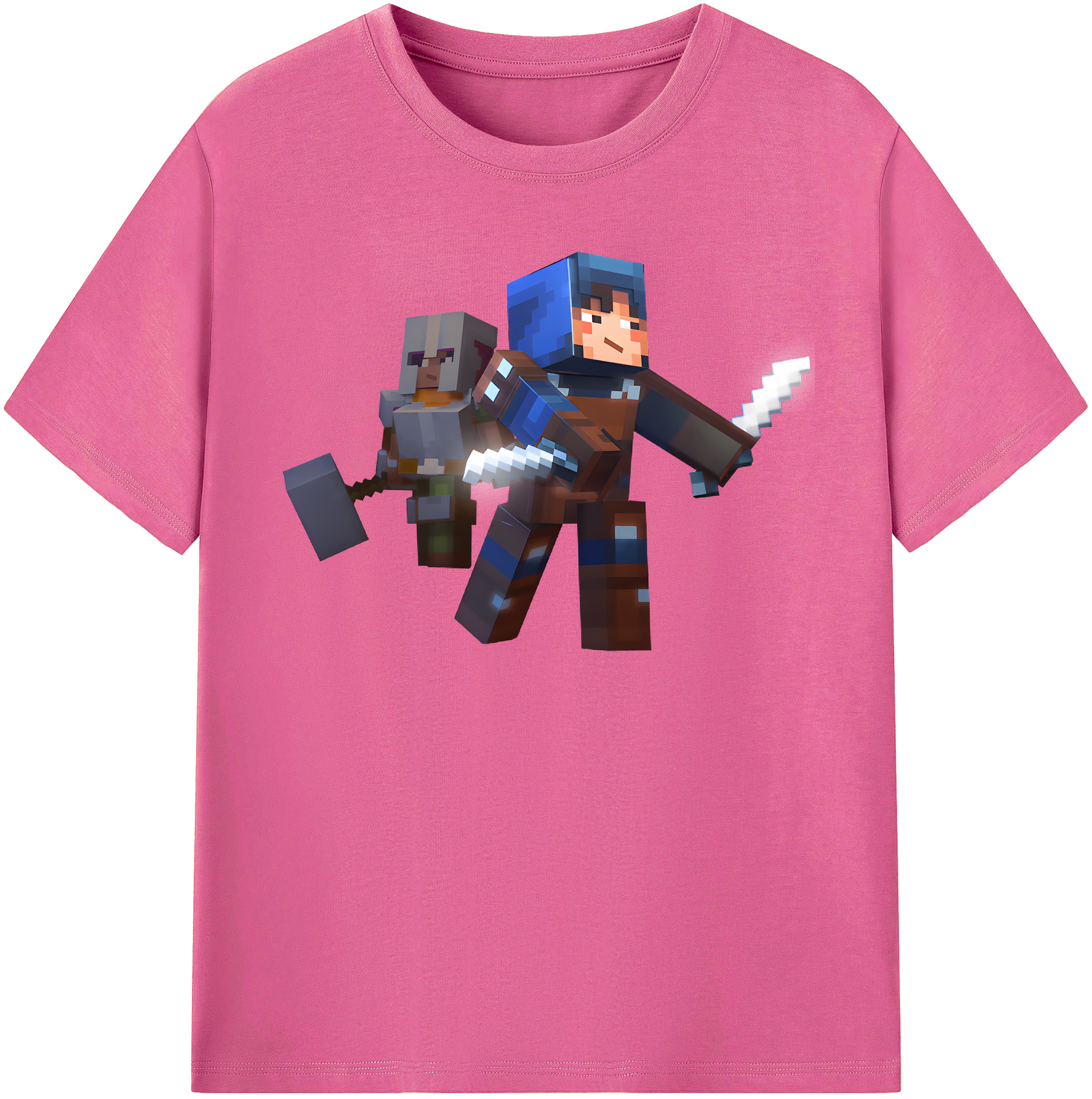 （画像用） マインクラフト ブロックの世界 Minecraft MC Block world レディースカジュアルプリントTシャツ（綿100％）