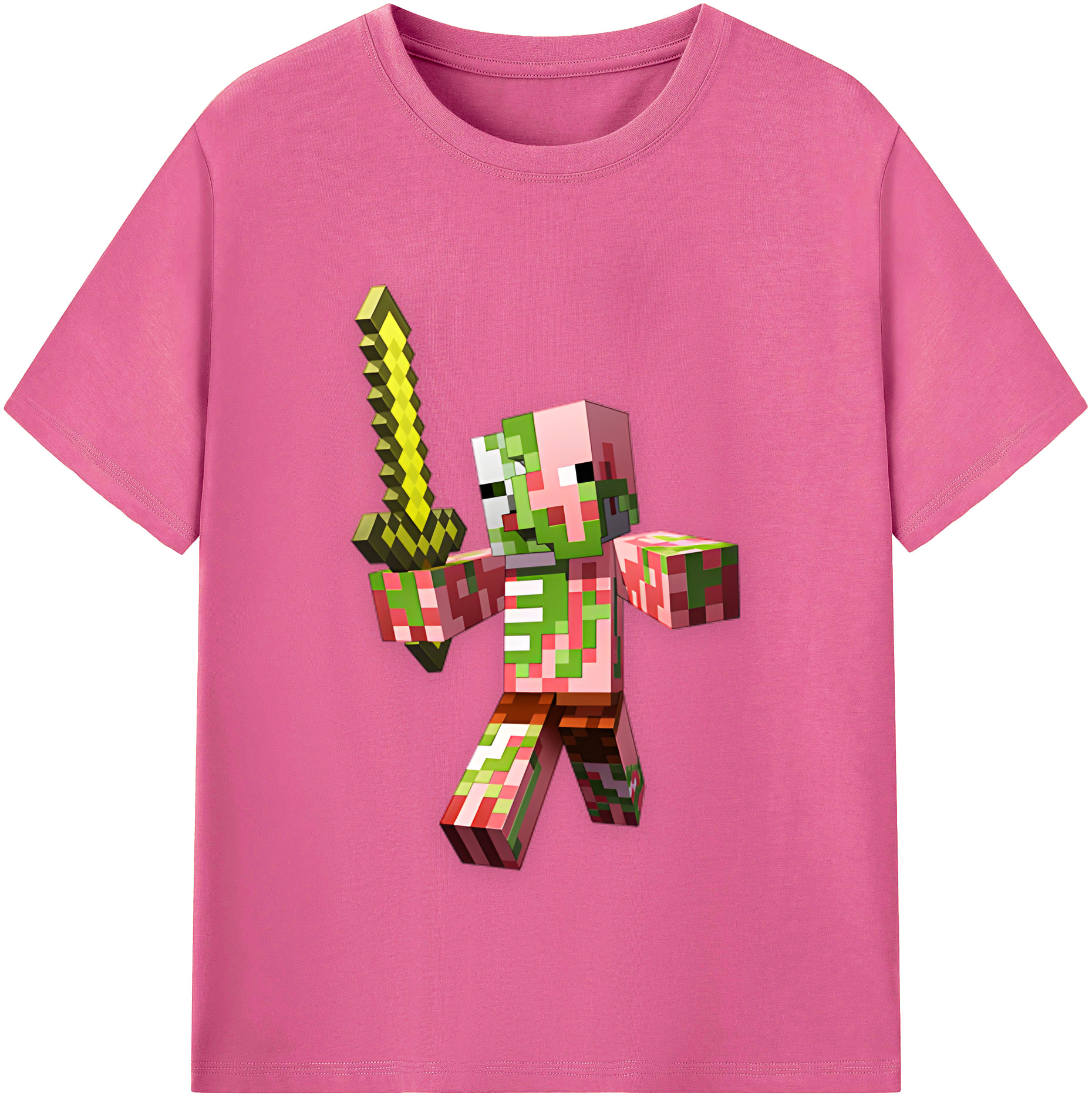 （画像用） マインクラフト ブロックの世界 Minecraft MC Block world レディースカジュアルプリントTシャツ（綿100％）