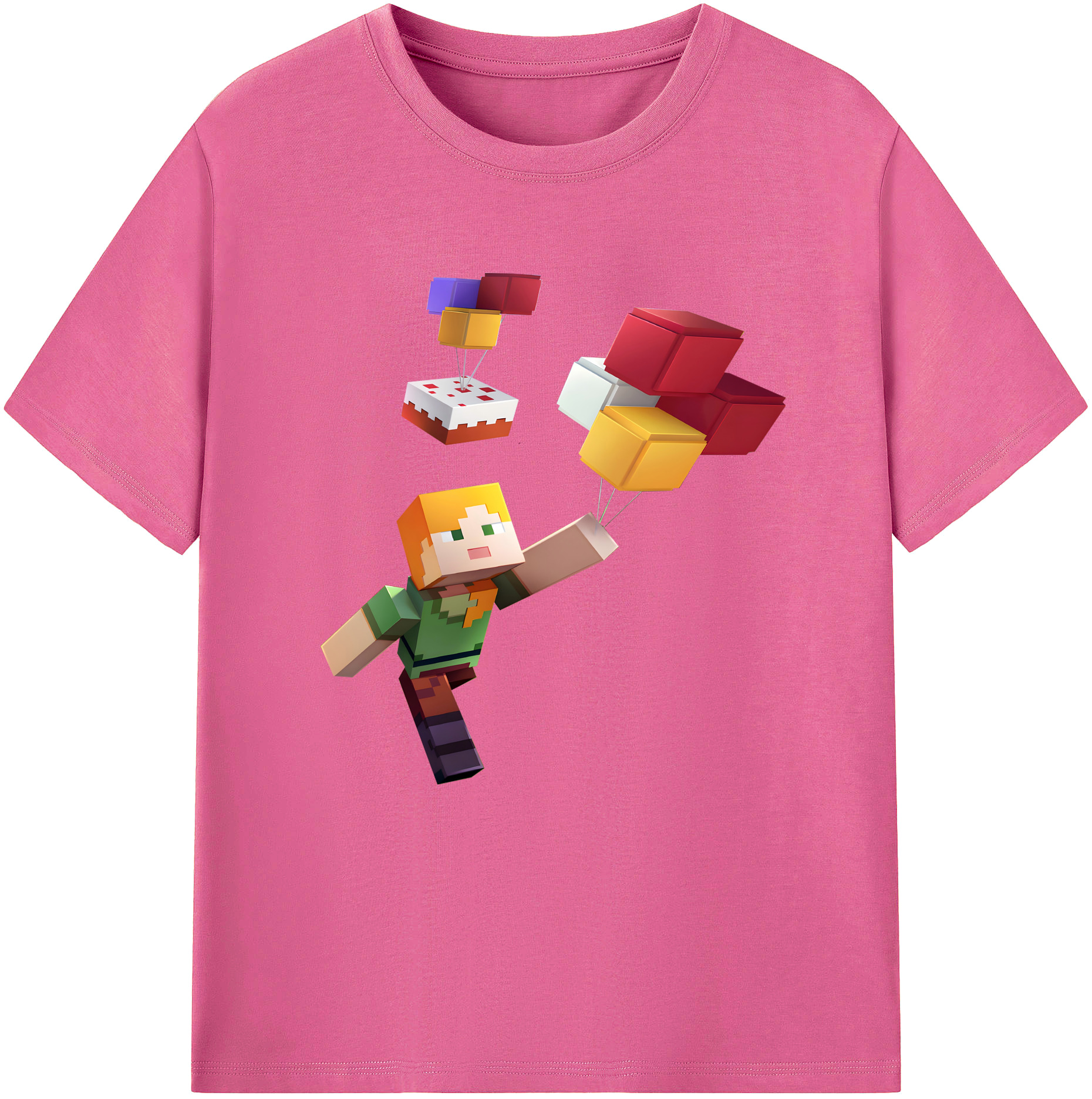 （画像用） マインクラフト ブロックの世界 Minecraft MC Block world レディースカジュアルプリントTシャツ（綿100％）