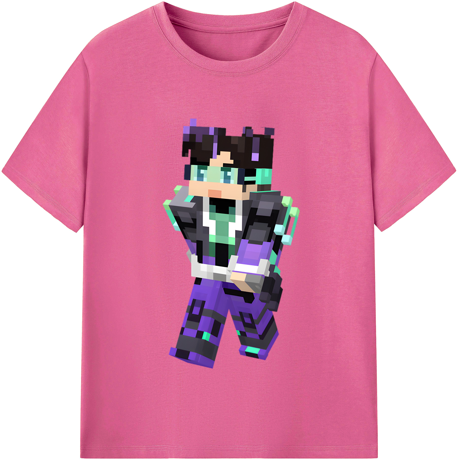 （画像用） マインクラフト ブロックの世界 Minecraft MC Block world レディースカジュアルプリントTシャツ（綿100％）