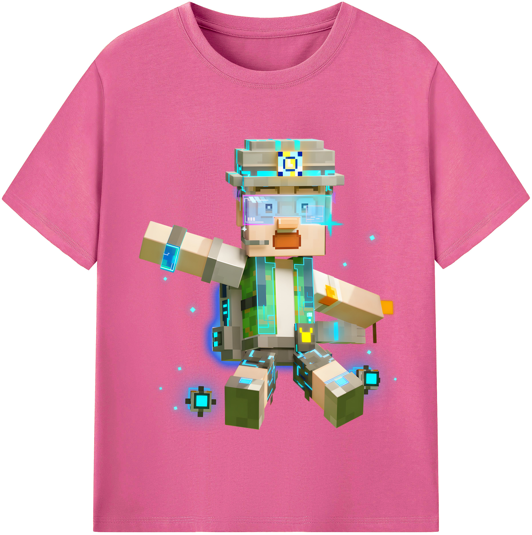（画像用） マインクラフト ブロックの世界 Minecraft MC Block world レディースカジュアルプリントTシャツ（綿100％）